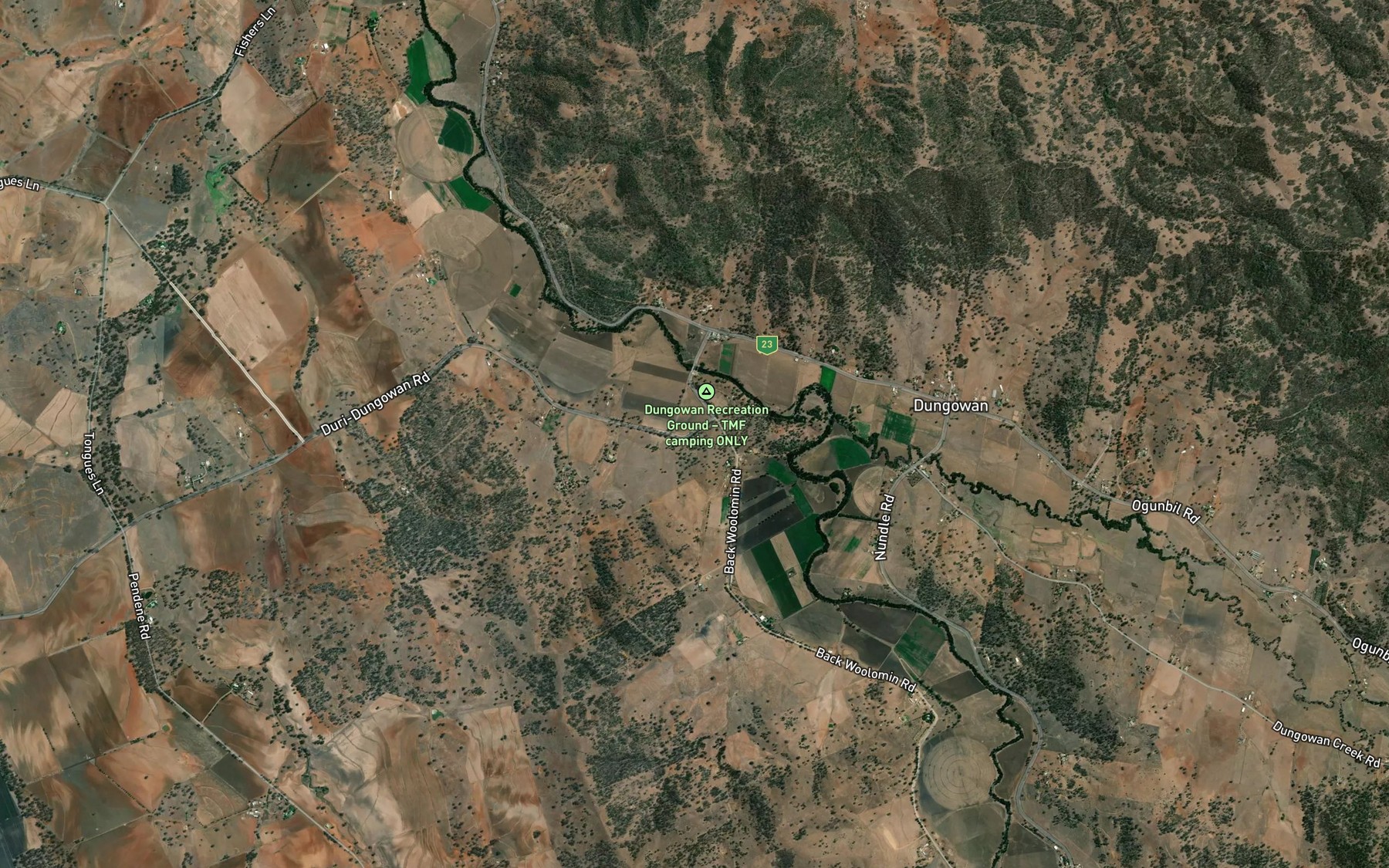 Satellite map of the Dungowan Creek