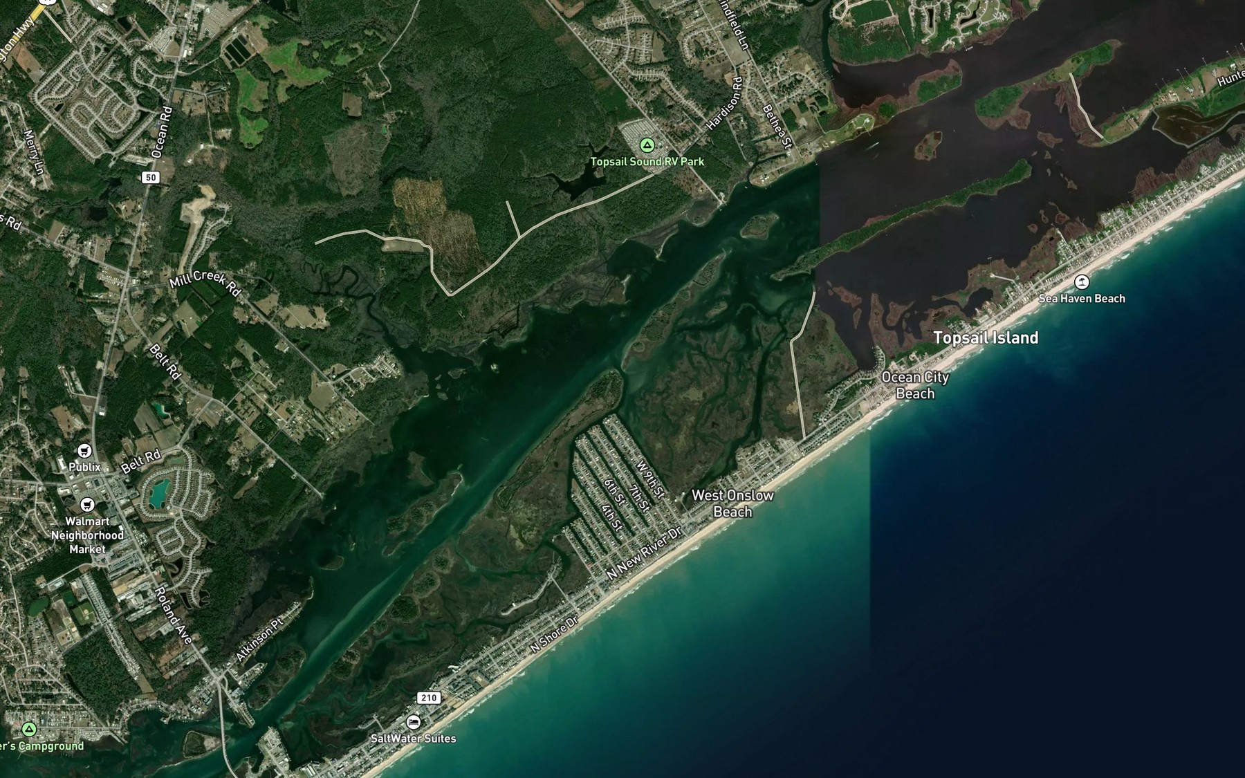 Satellite map of the Banks Channel