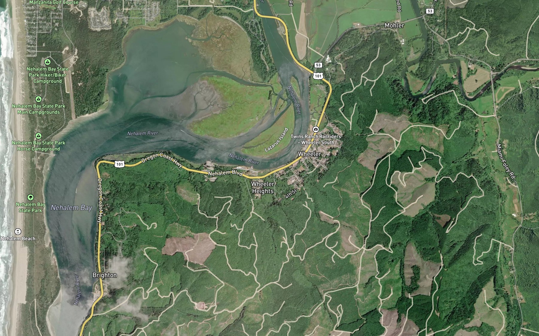 Satellite map of the Vosburg Creek