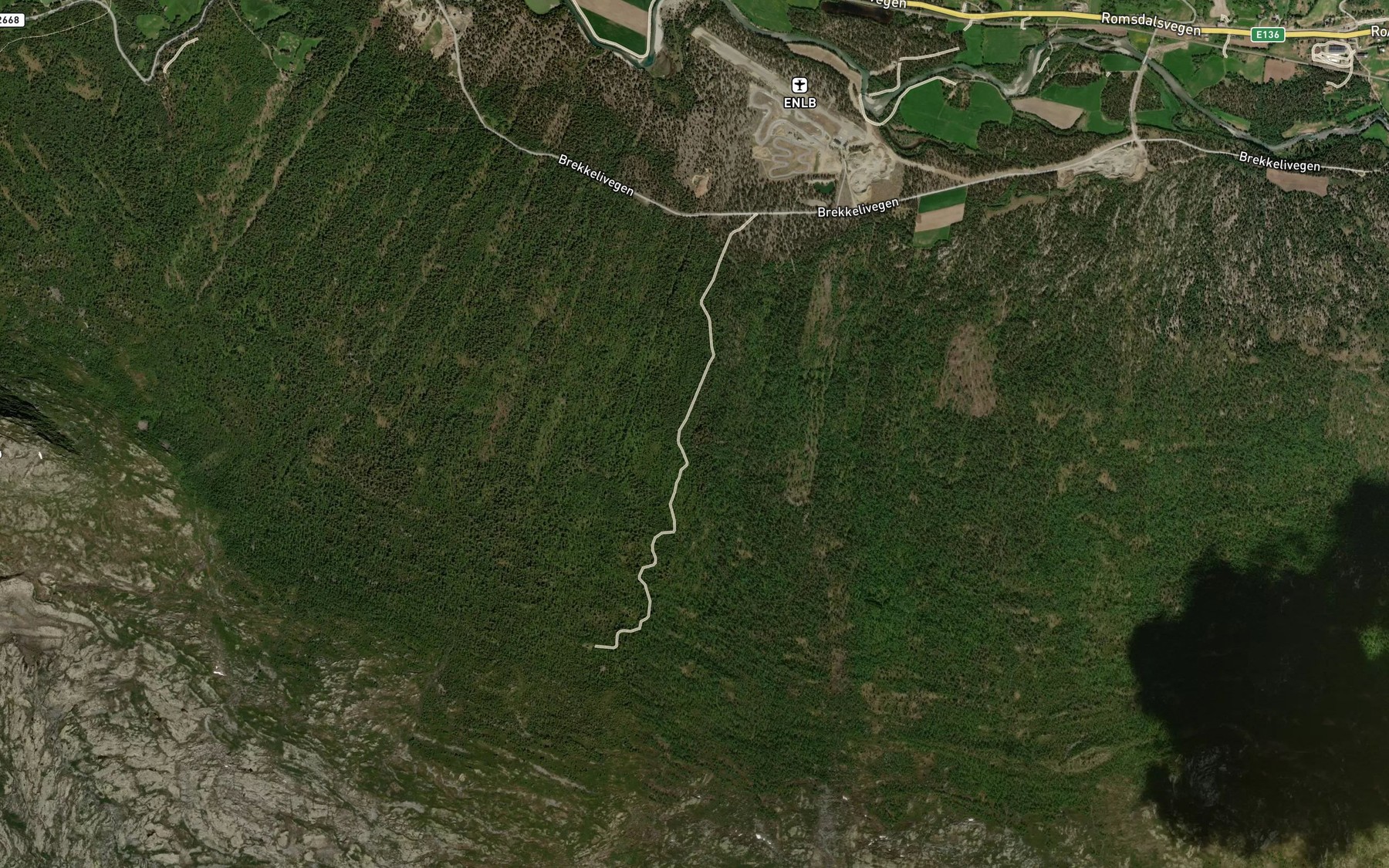 Satellite map of the Sore Helsbybekken