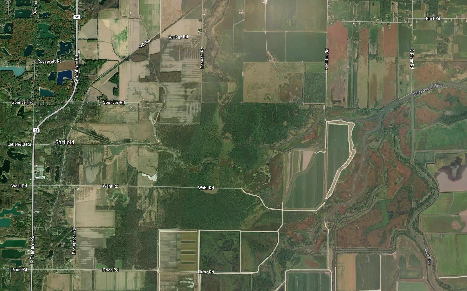 Satellite map of the Swan Creek