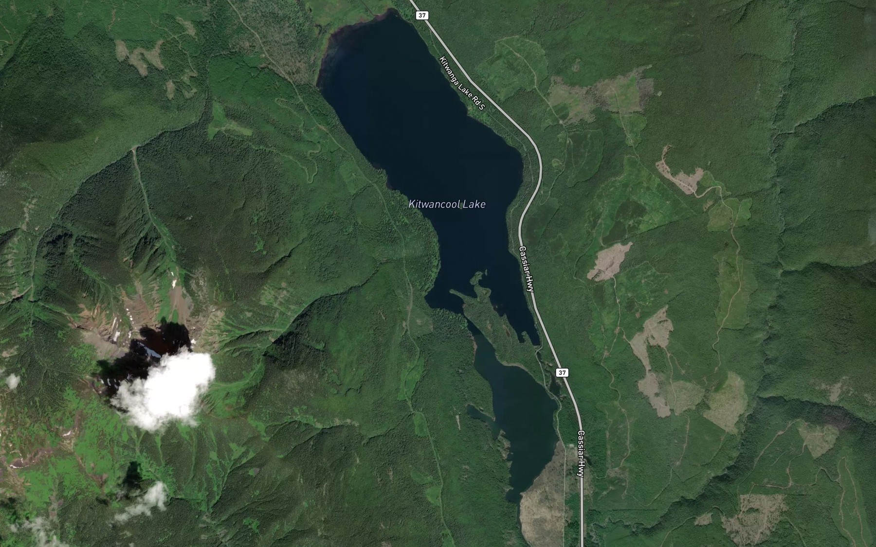 Satellite map of the Kitwancool Lake