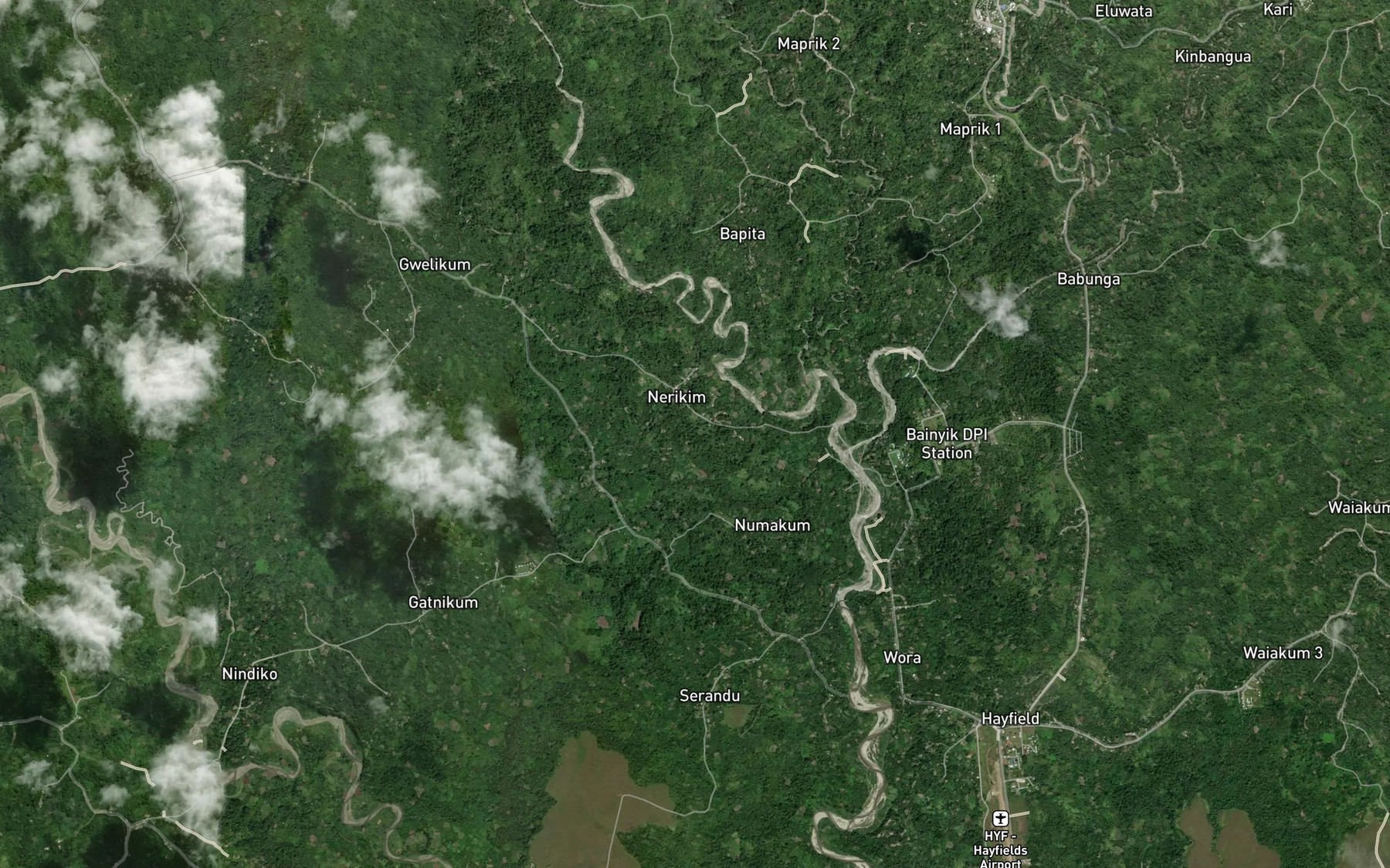 Satellite map of the Unale Creek