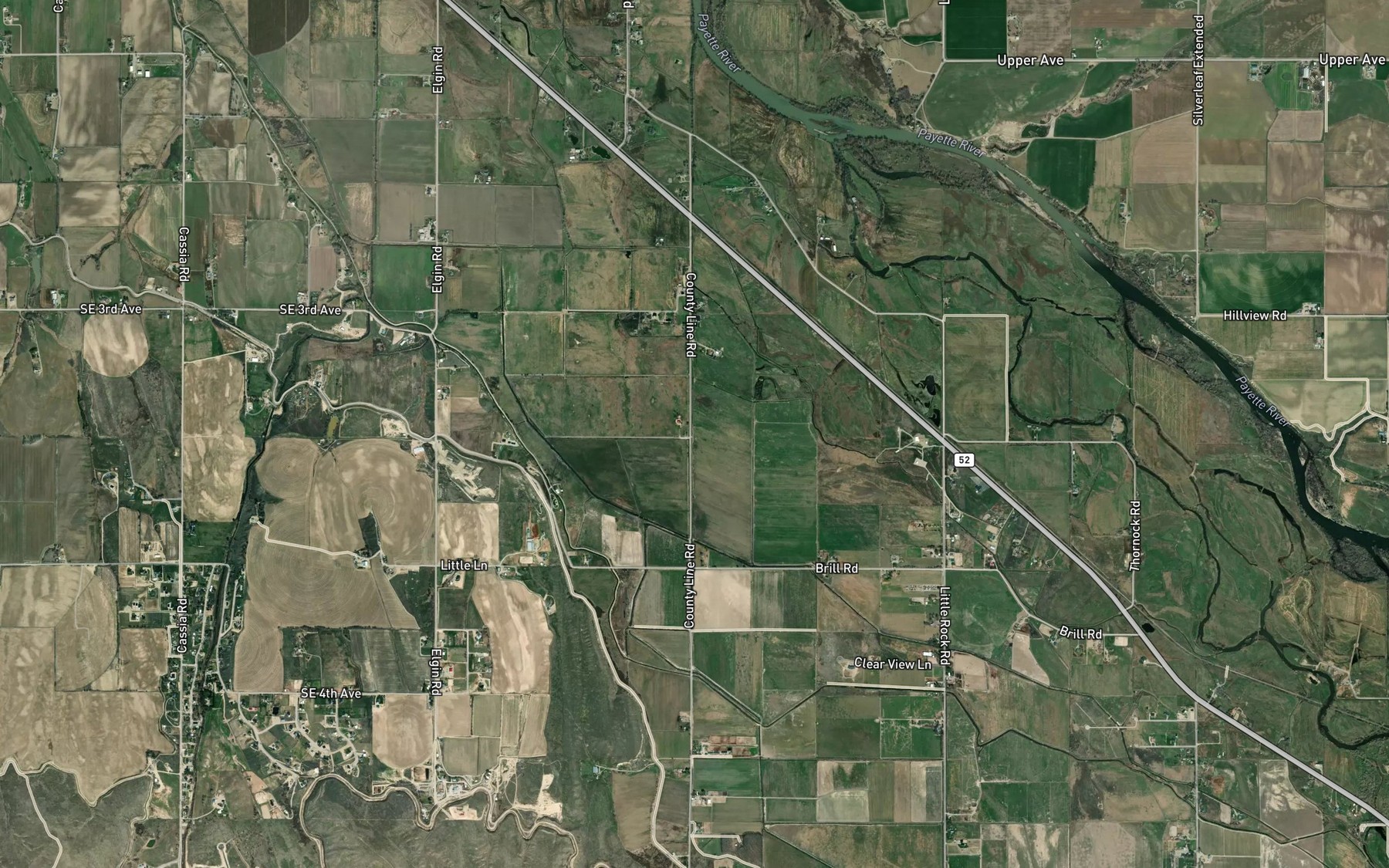 Satellite map of the Farmers Cooperative Wasteway