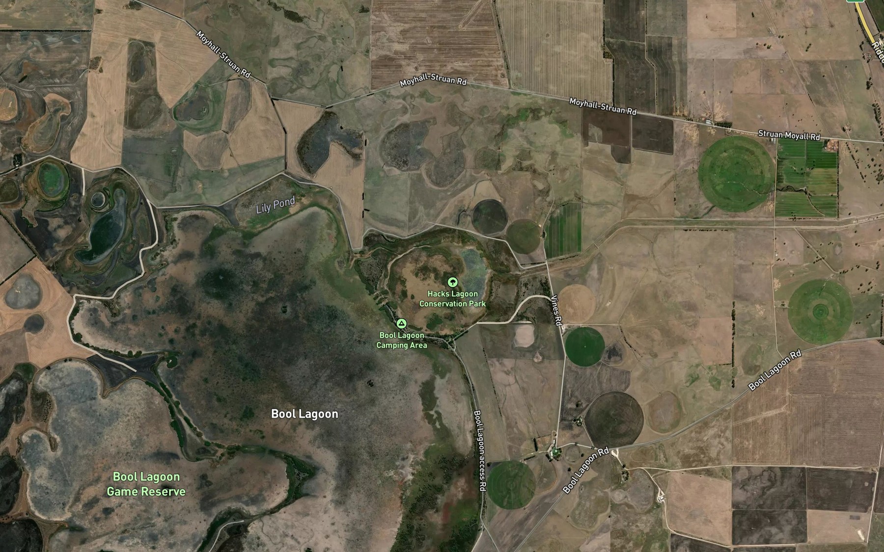 Satellite map of the Hacks Swamp
