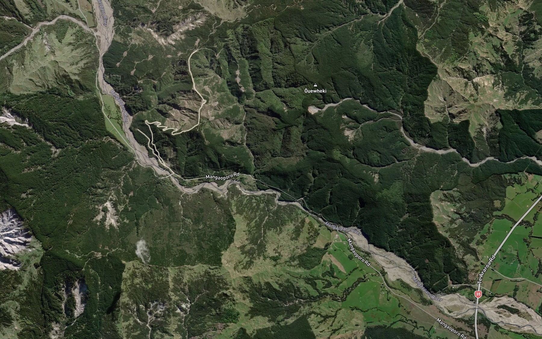Satellite map of the Mangaoparo River
