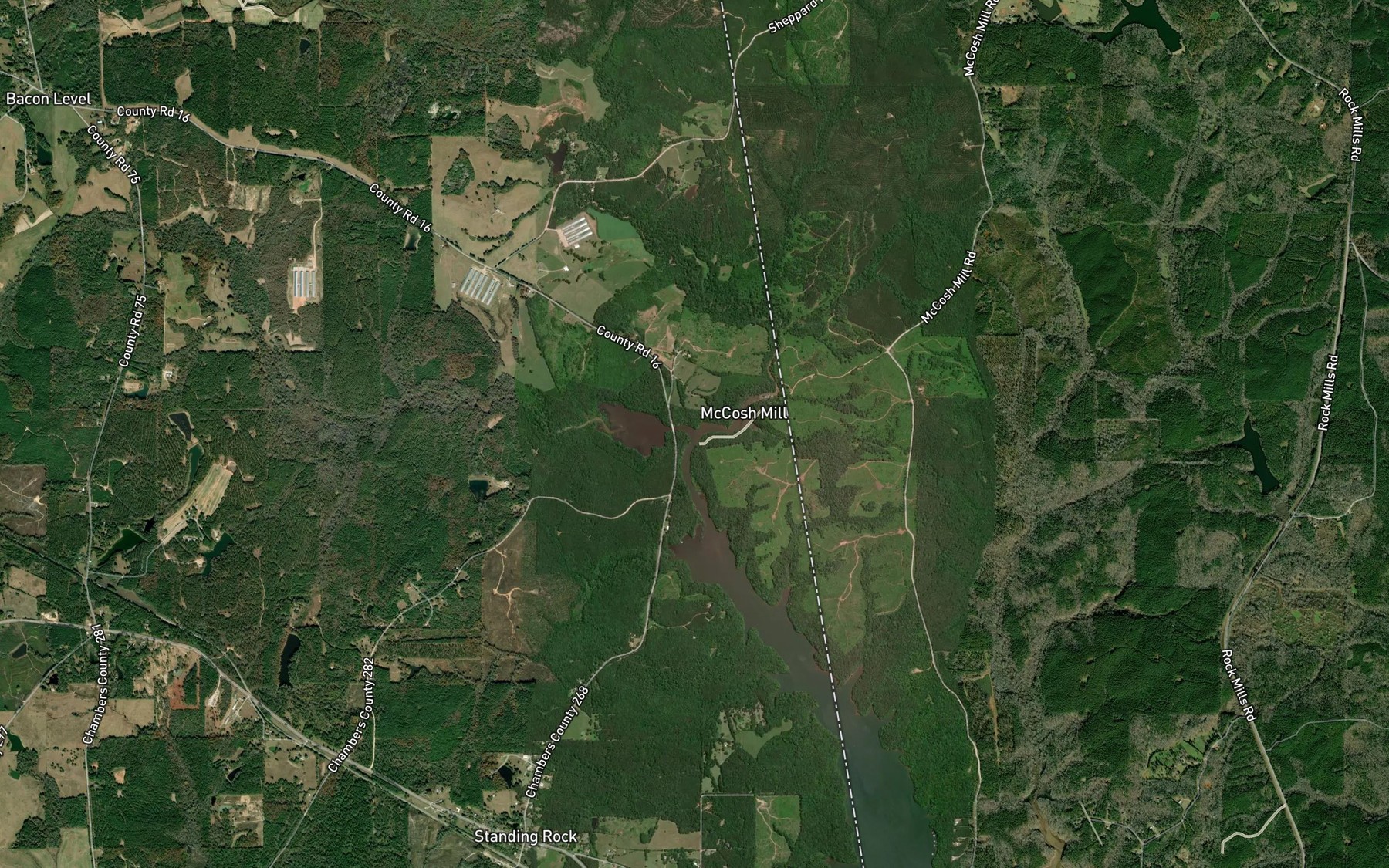 Satellite map of the Cuss Creek