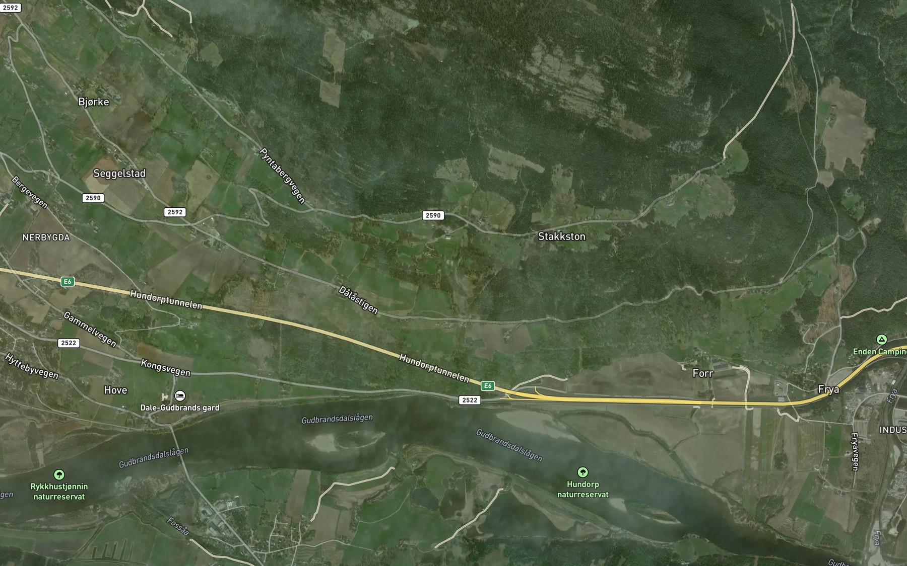 Satellite map of the Rudlandsbekken