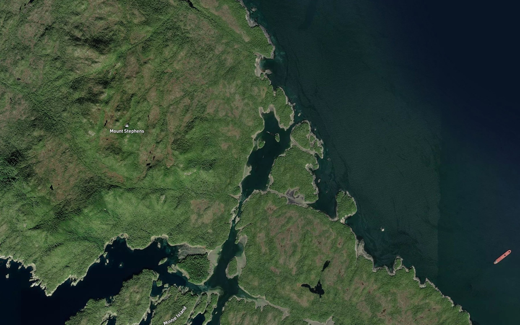 Satellite map of the Stephens Passage