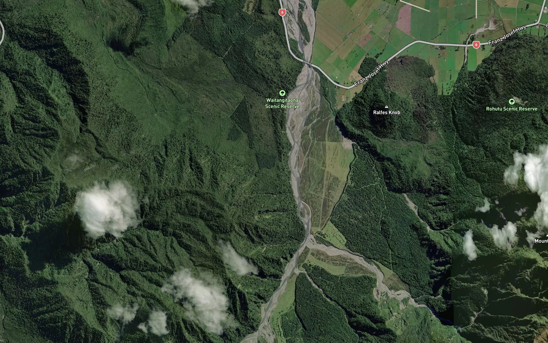 Satellite map of the Waitangitaona River
