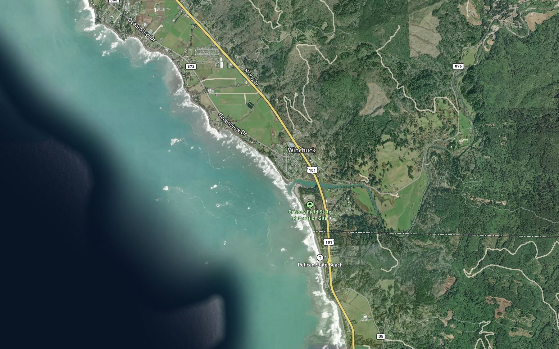 Satellite map of the Moore Creek