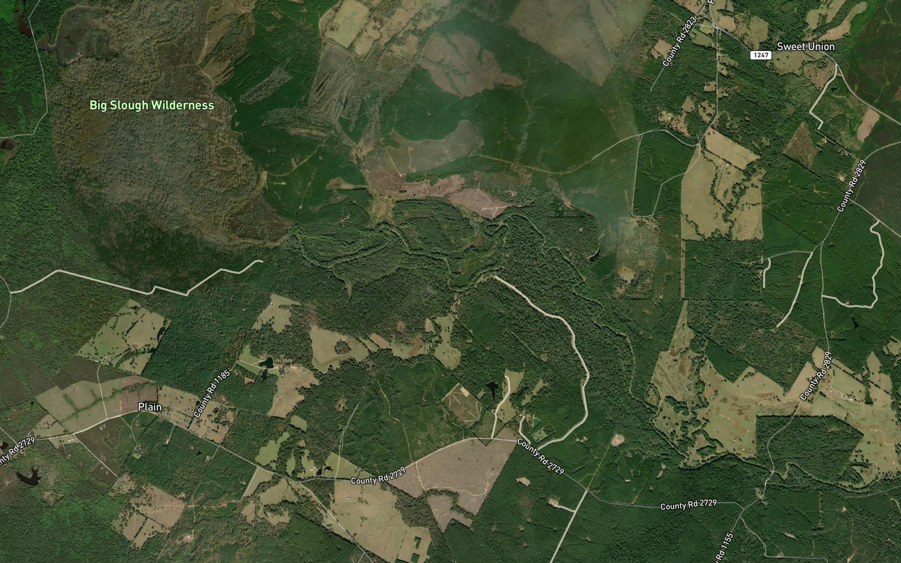 Satellite map of the Sikes Creek