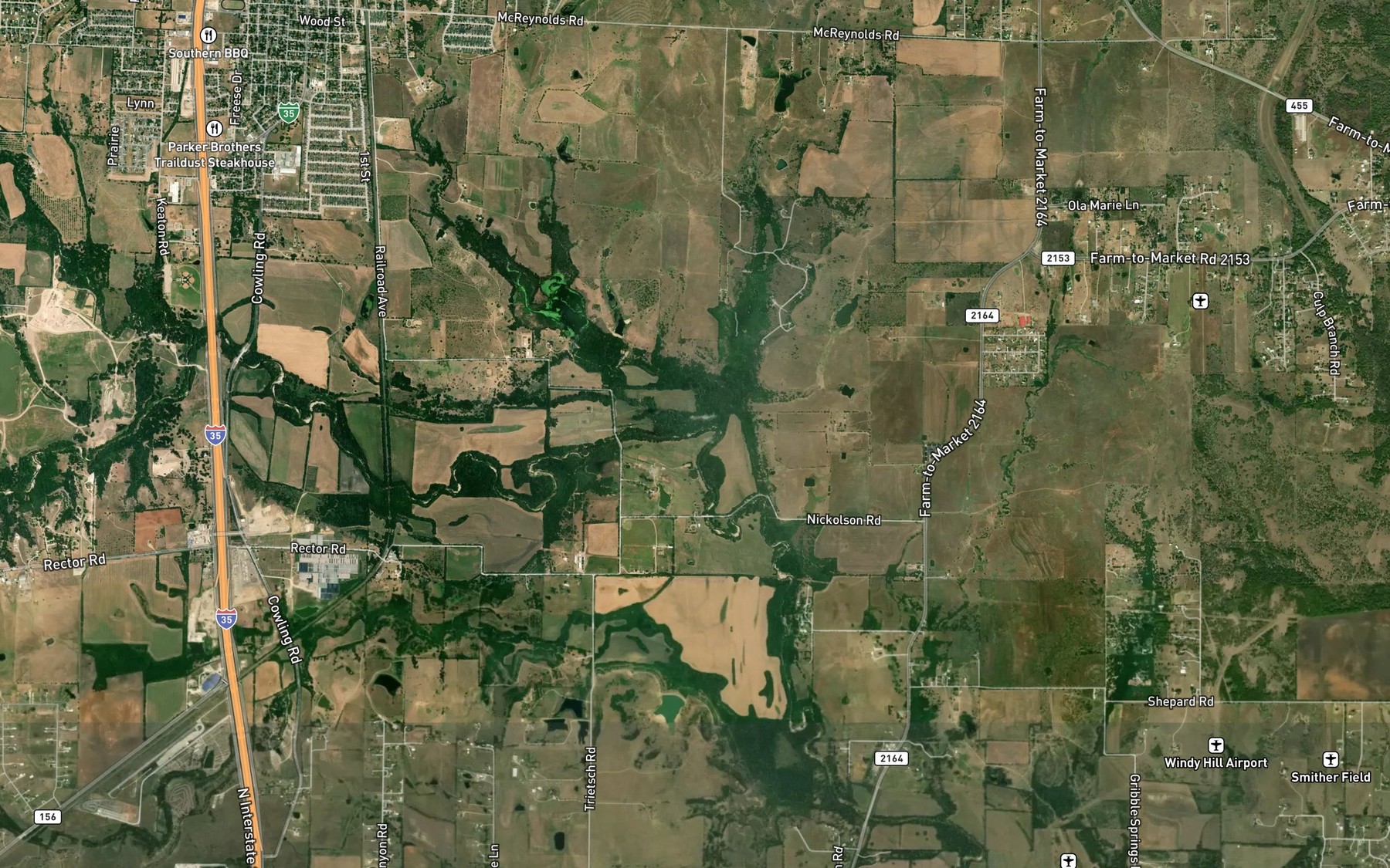 Satellite map of the Ranger Branch