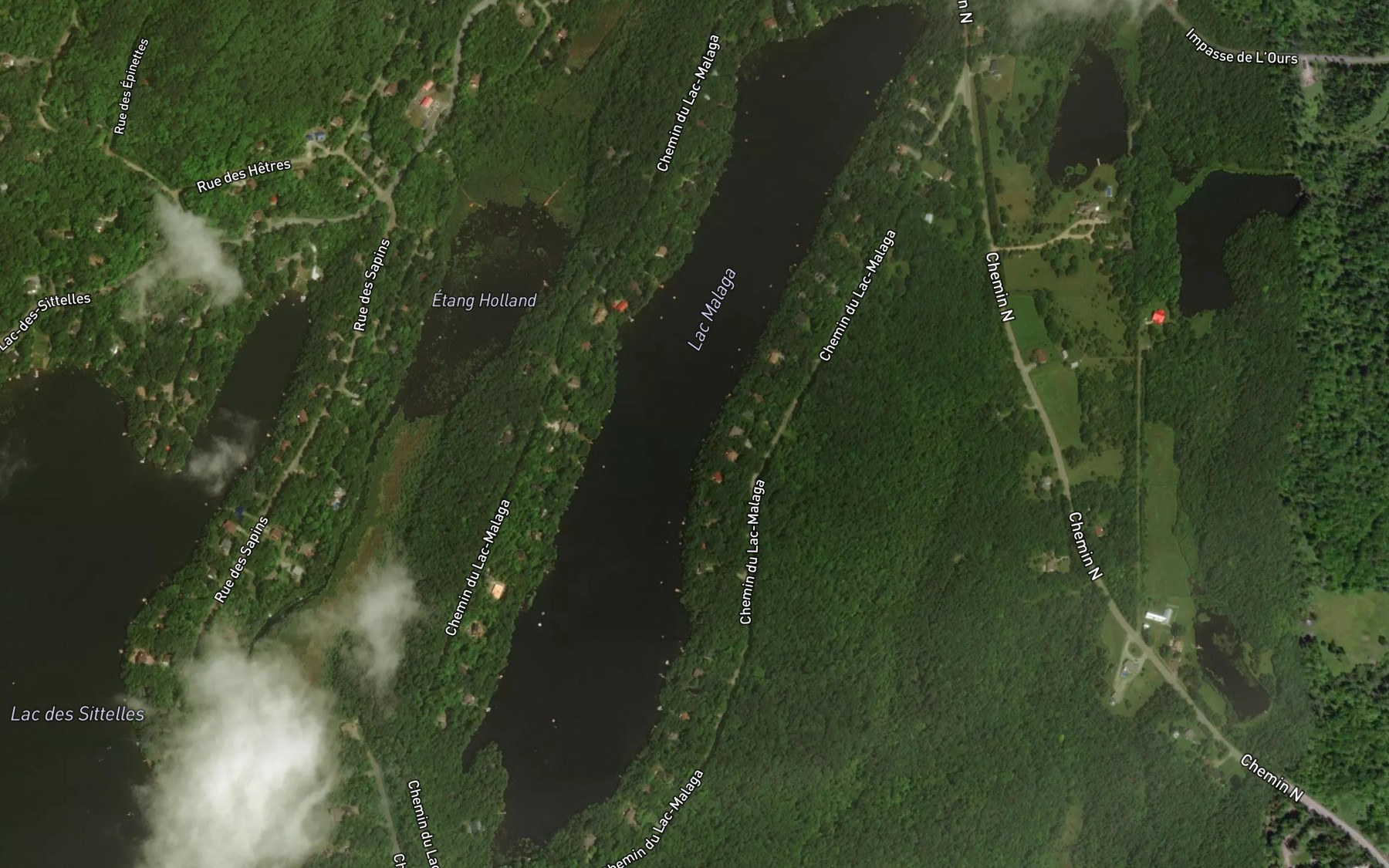 Satellite map of the Lac Malaga