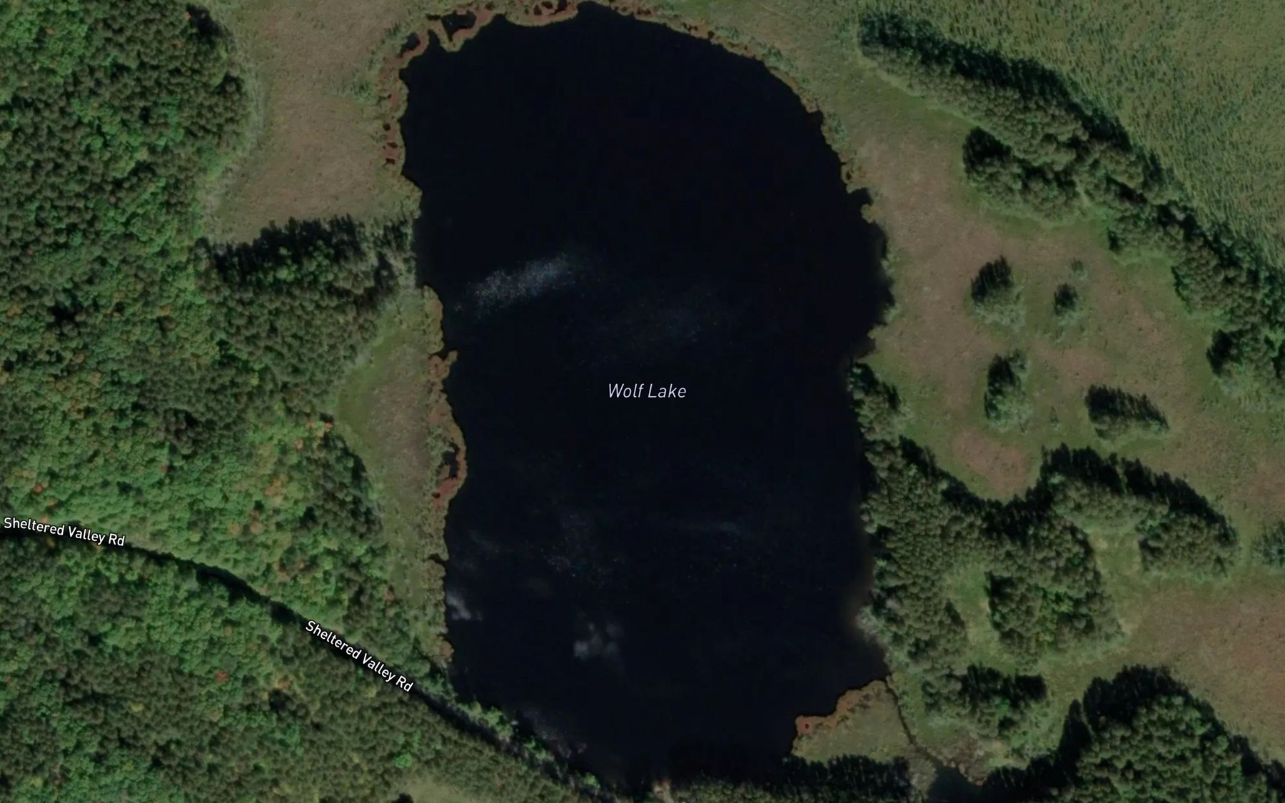 Satellite map of the Wolf Lake