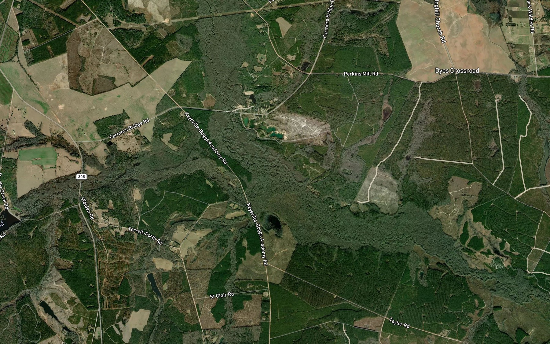 Satellite map of the Brushy Creek