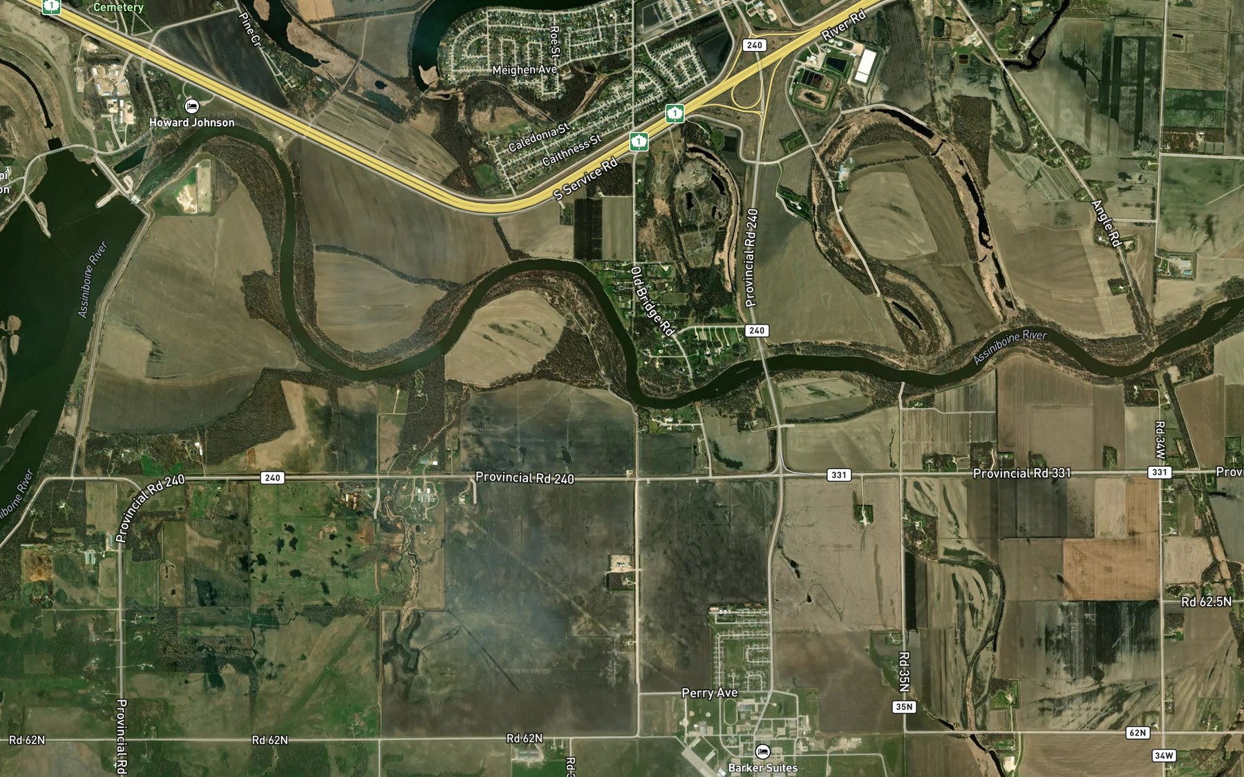 Satellite map of the Roes Creek