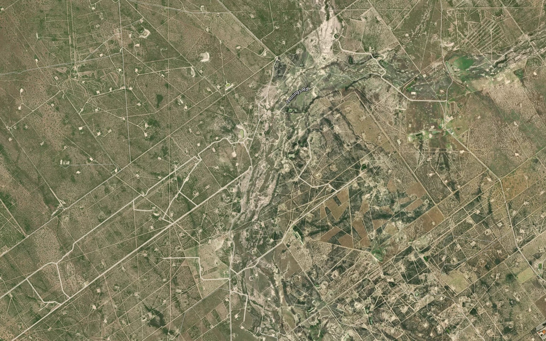 Satellite map of the Escobas Creek