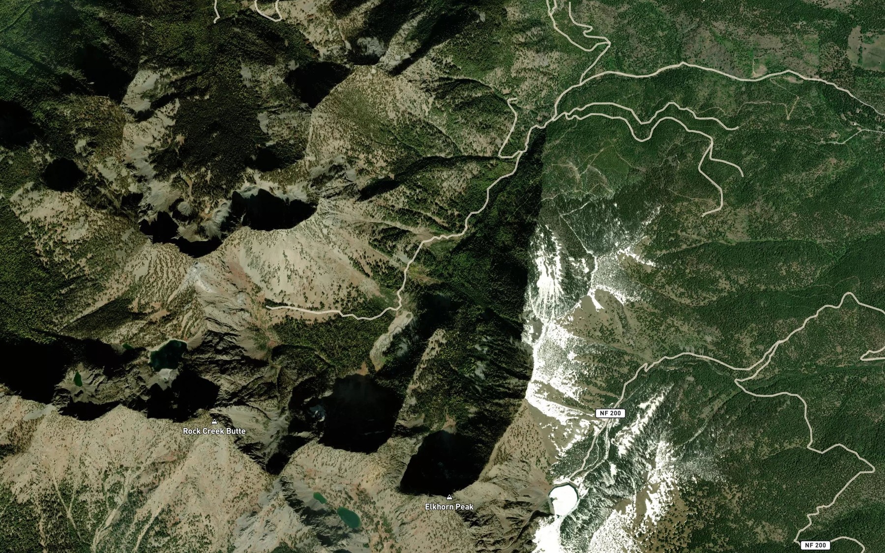 Satellite map of the South Prong Pine Creek