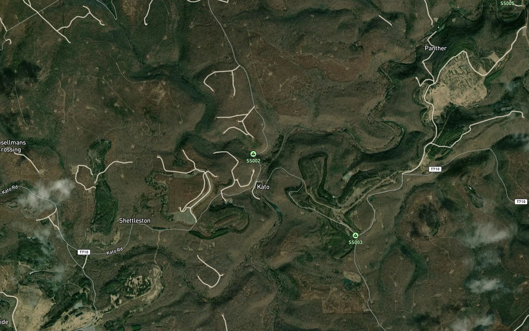Satellite map of the Wolf Run
