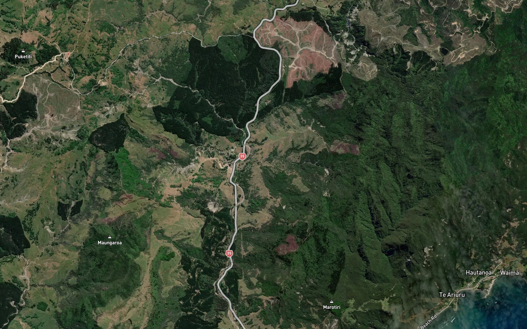 Satellite map of the Te Ihupatiti Stream