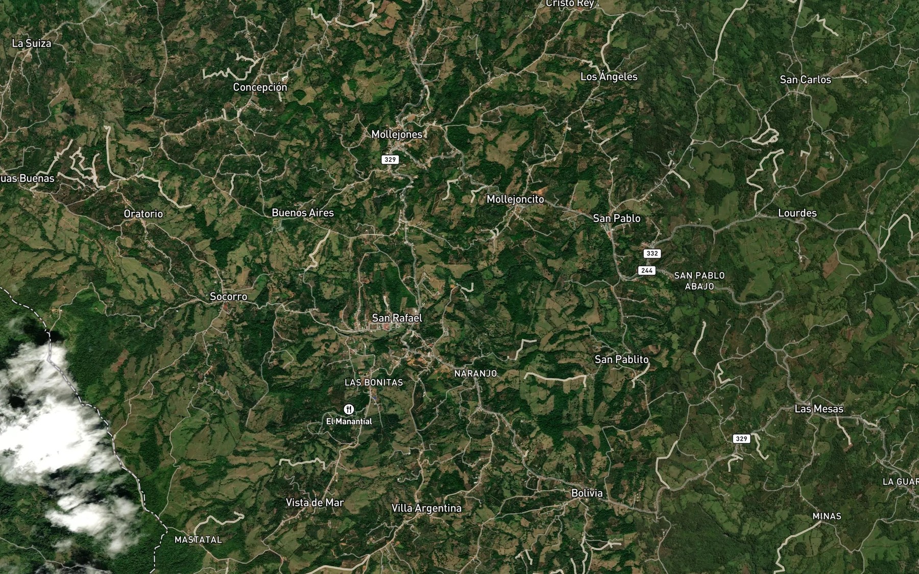 Satellite map of the Quebrada Naranjo