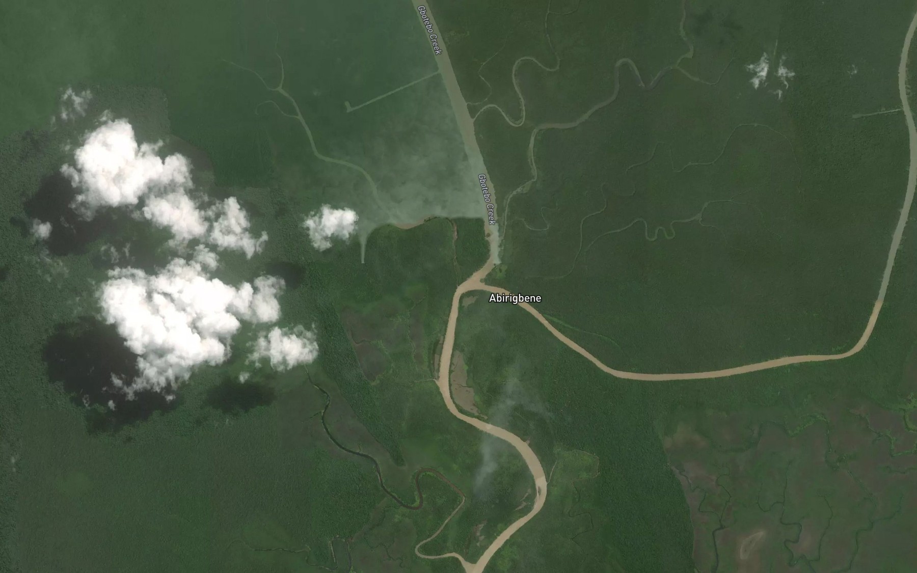 Satellite map of the Etebre Creek