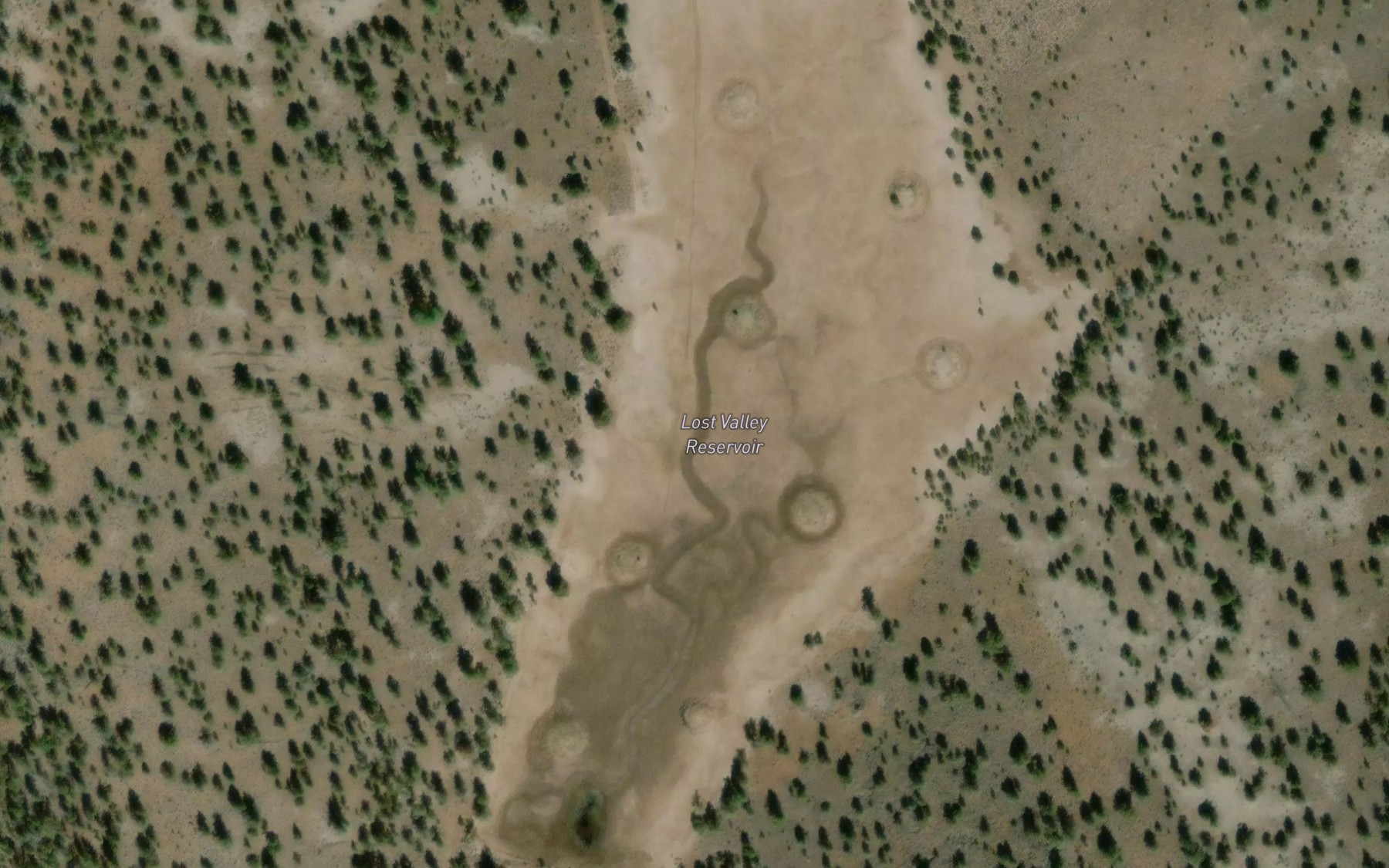 Satellite map of the Lost Valley Reservoir