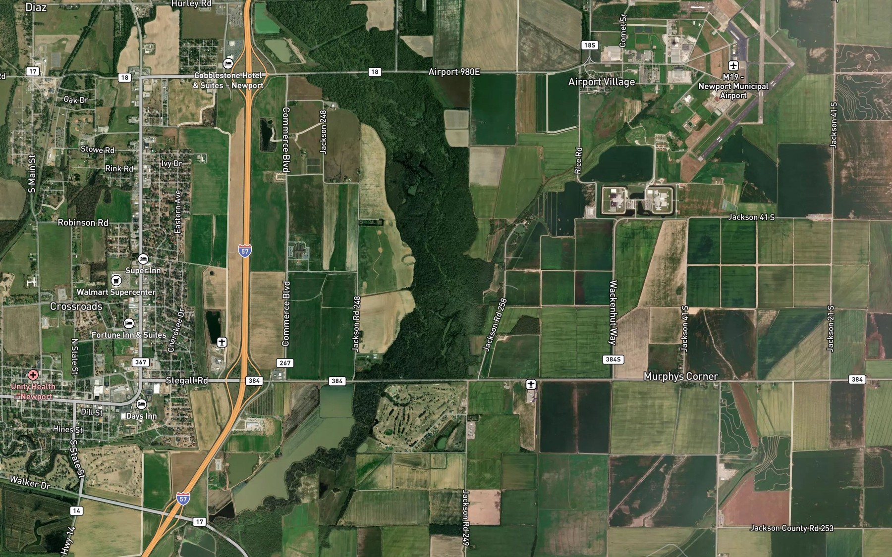 Satellite map of the Locust Creek