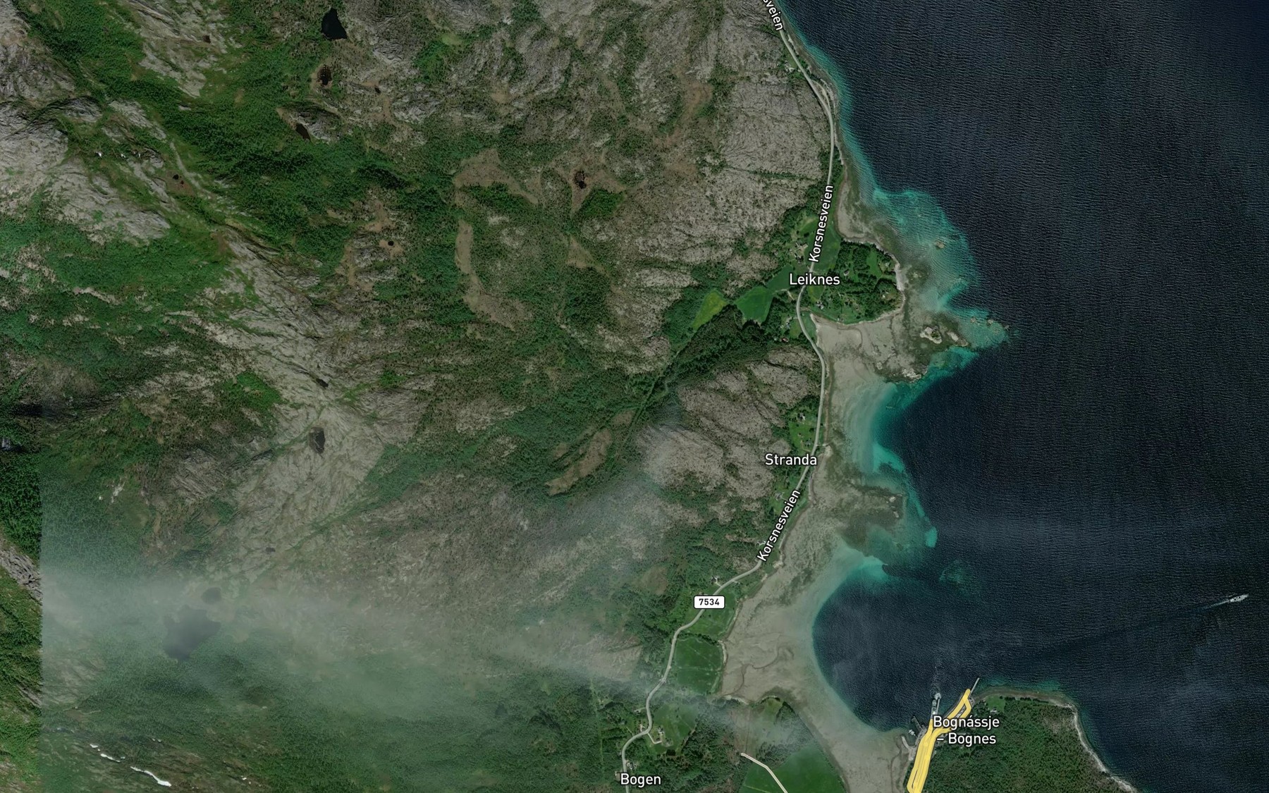 Satellite map of the Leikneselva