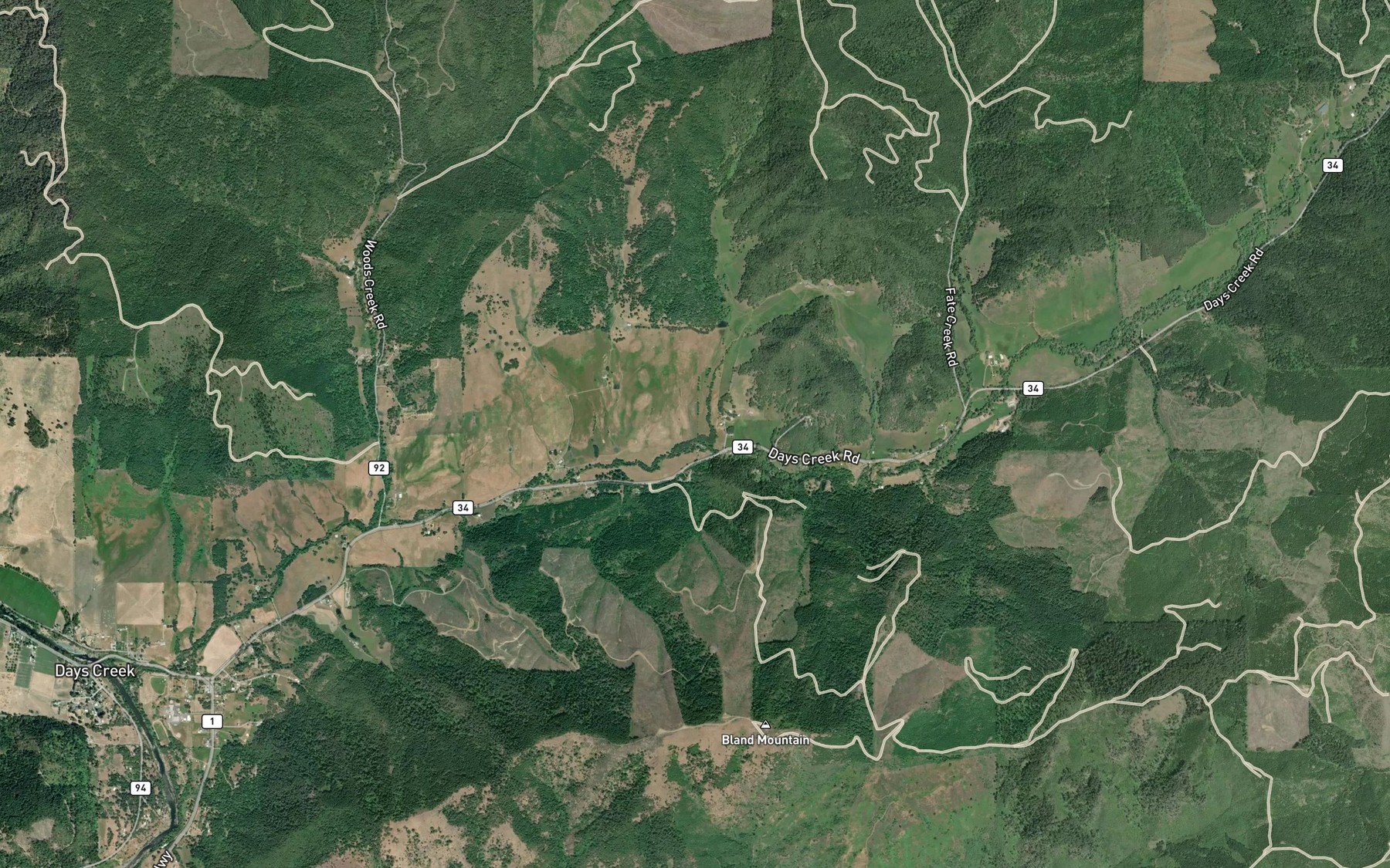 Satellite map of the Perdue Creek