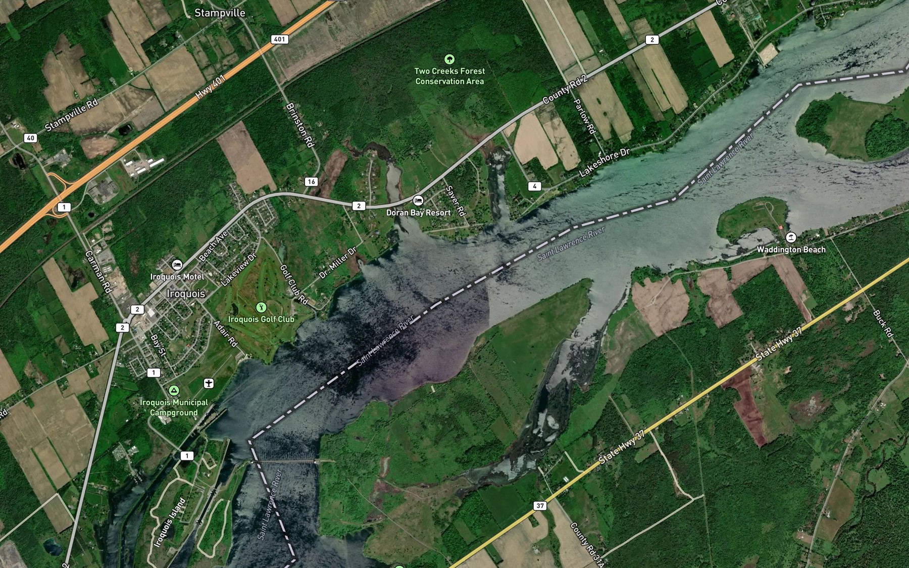 Satellite map of the Parlow Creek