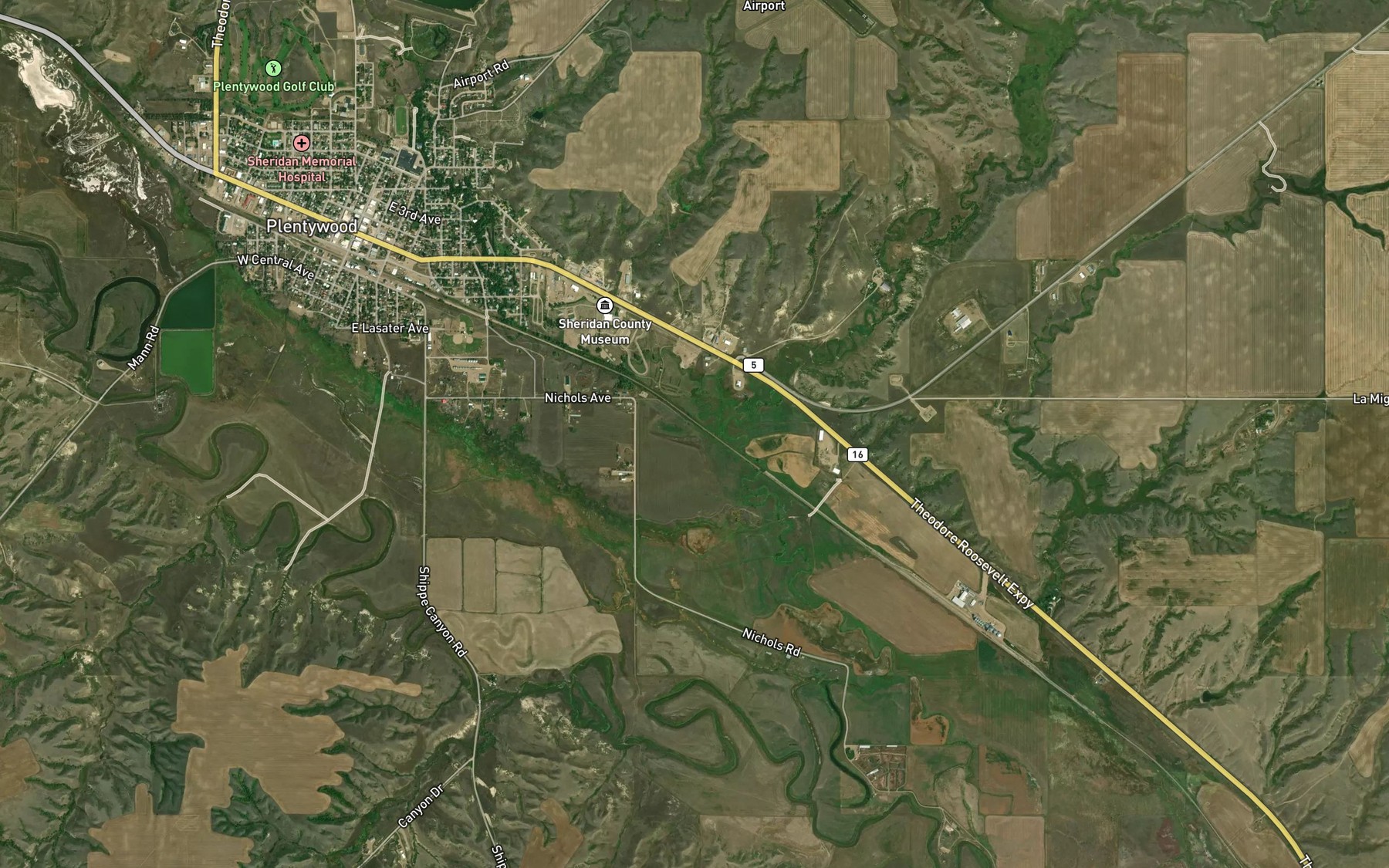 Satellite map of the Marron Creek