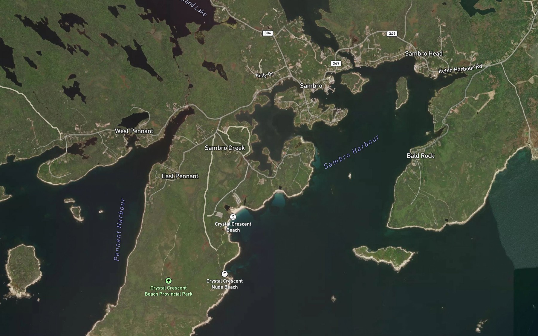 Satellite map of the Joan Cove