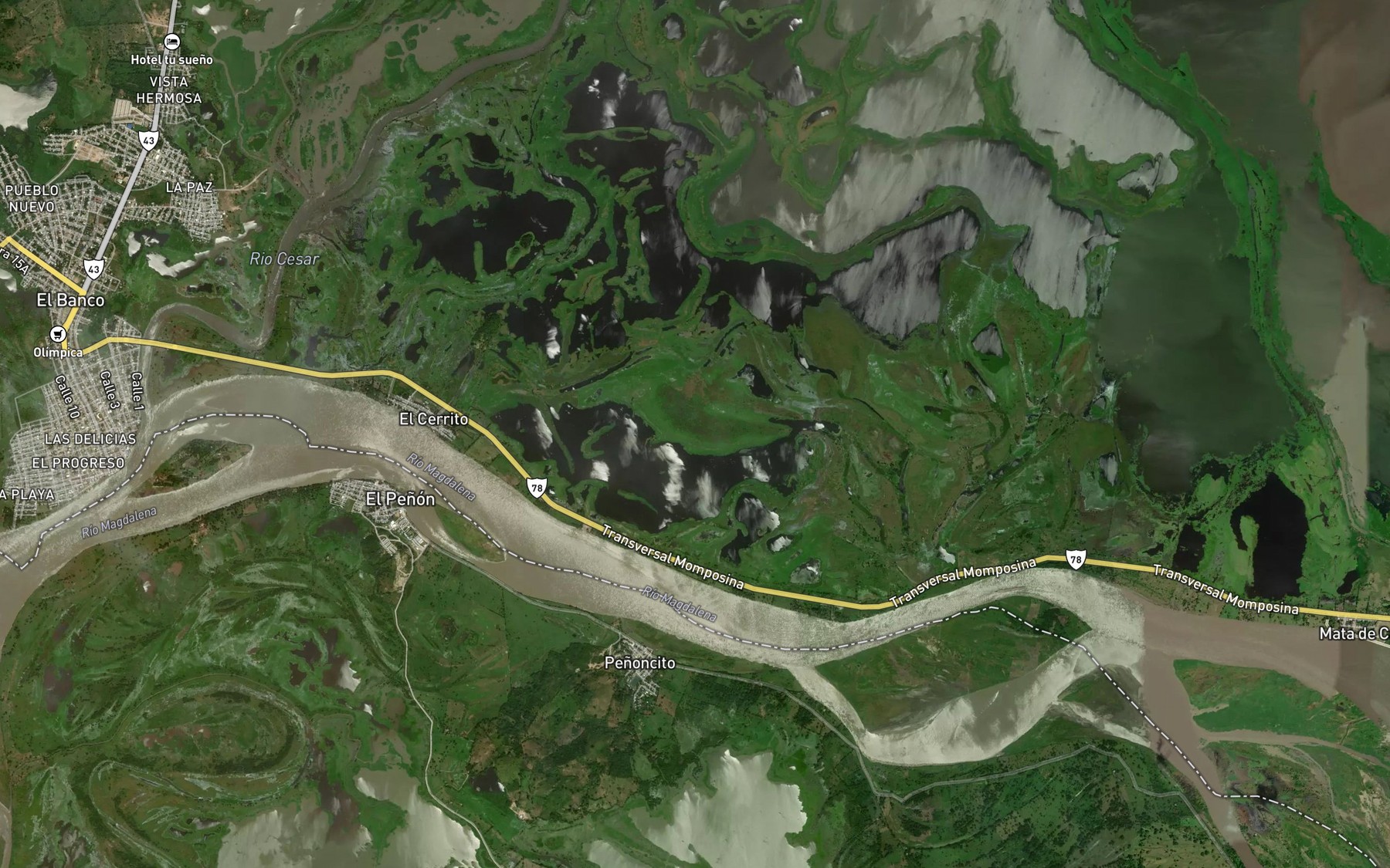 Satellite map of the Cienaga Pajaral