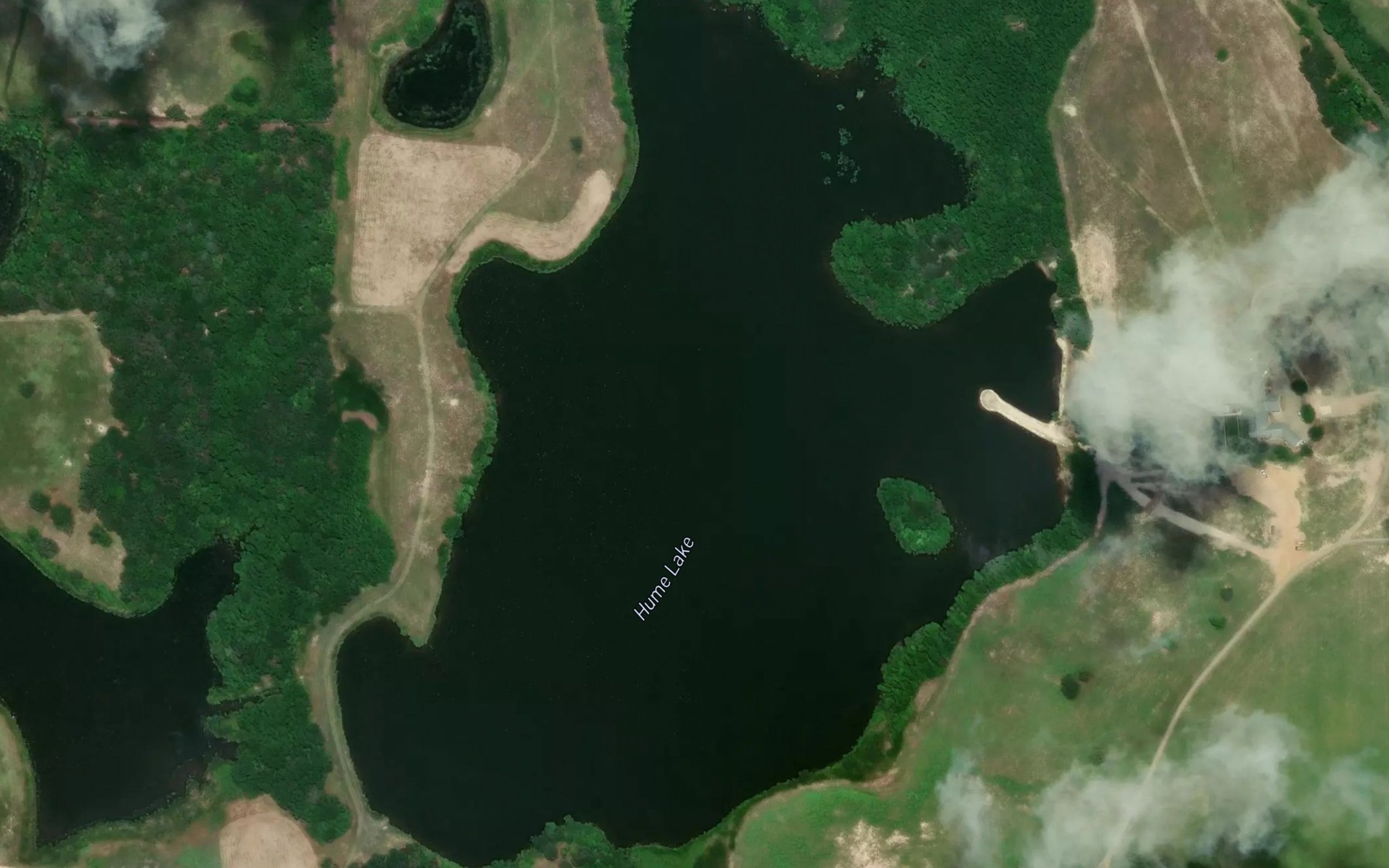 Satellite map of the Hume Lake