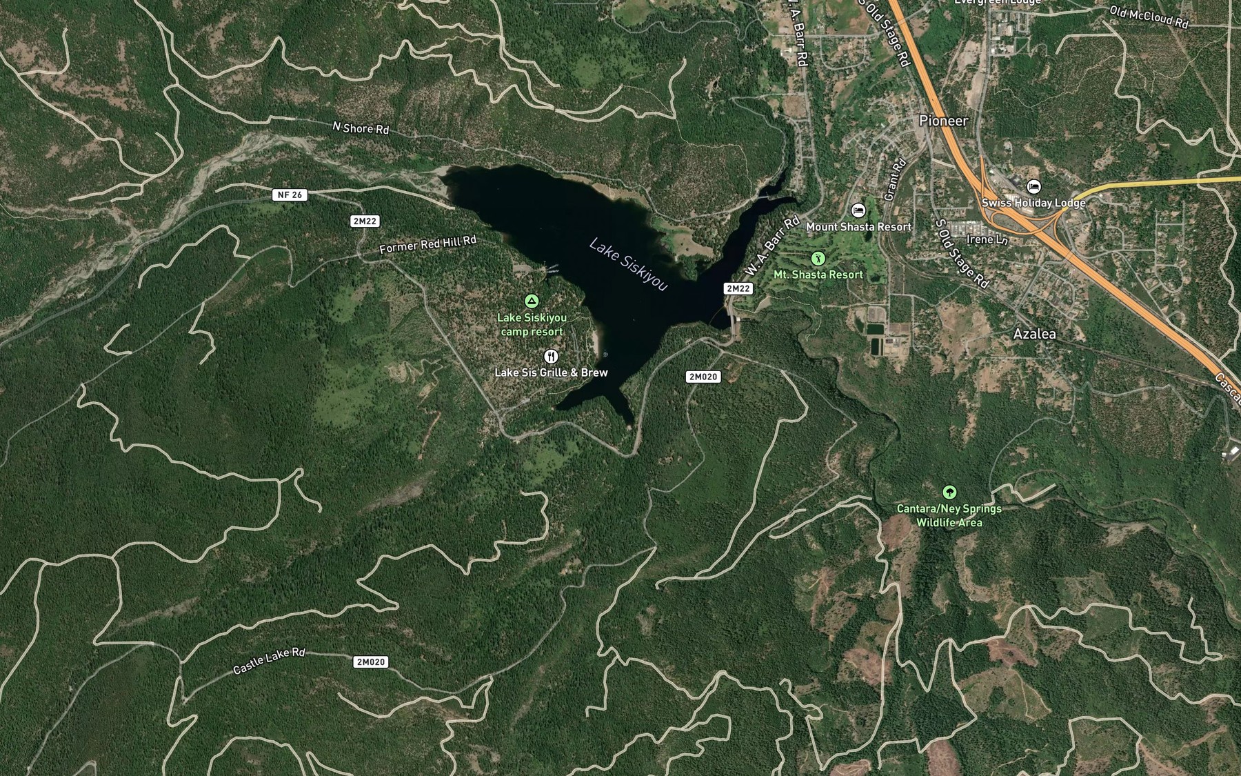 Satellite map of the Castle Lake Creek