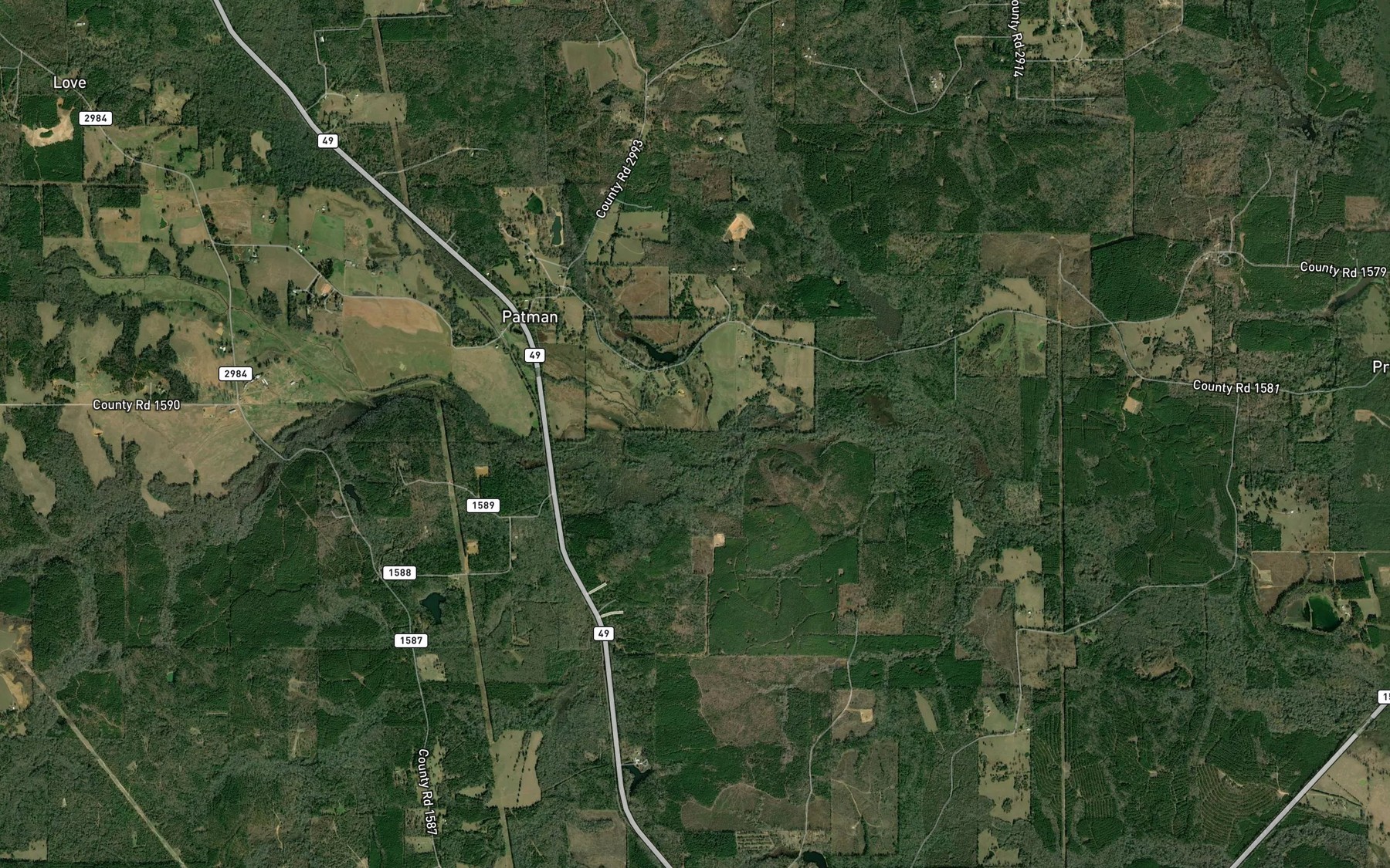 Satellite map of the Whites Branch
