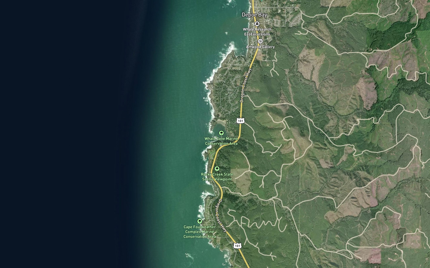 Satellite map of the Whale Cove