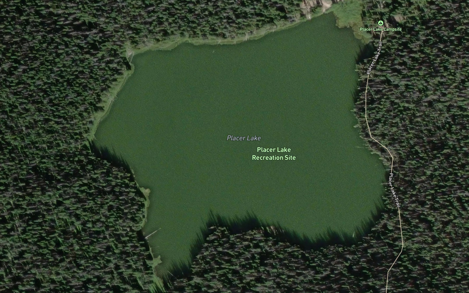 Satellite map of the Placer Lake