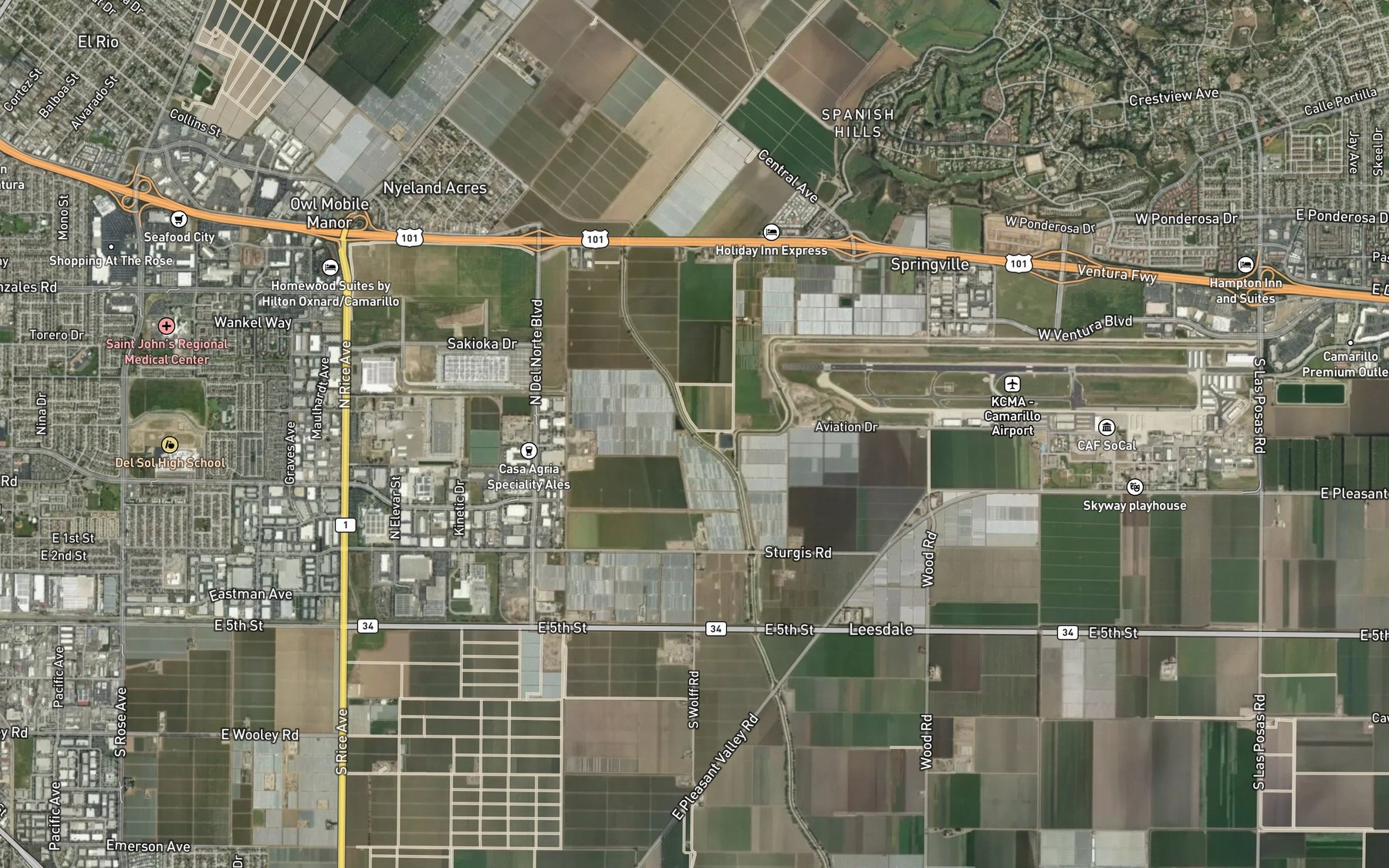Satellite map of the Beardsley Wash
