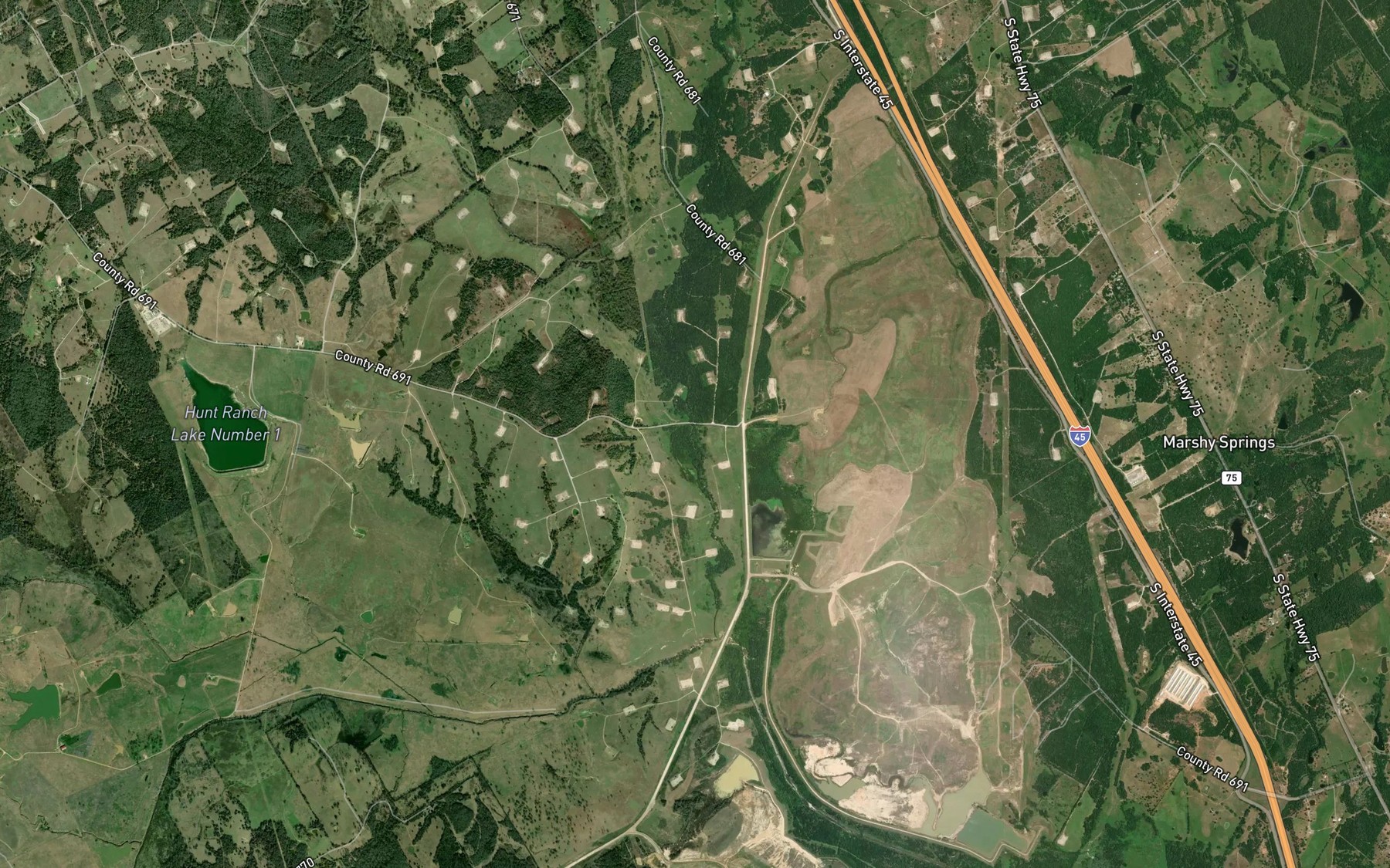 Satellite map of the Caroline Creek