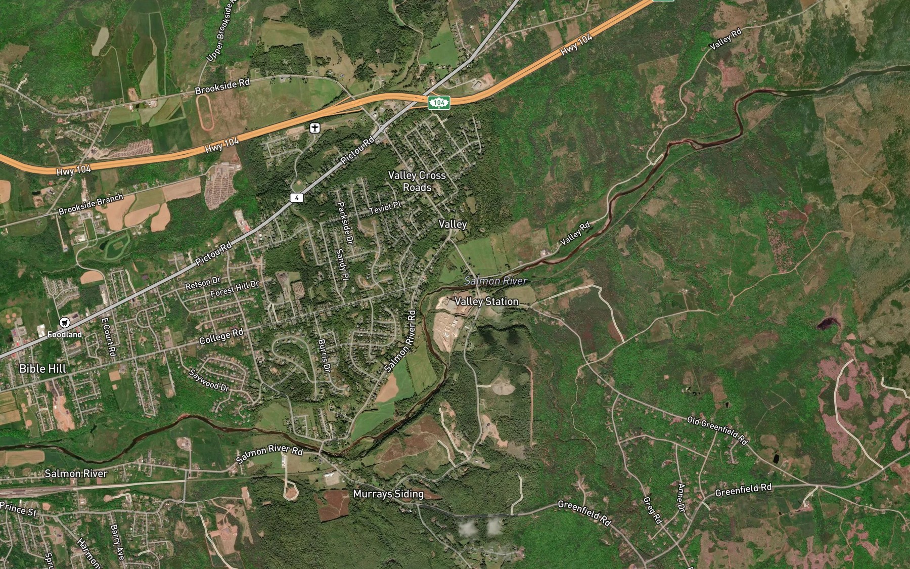 Satellite map of the Christie Brook