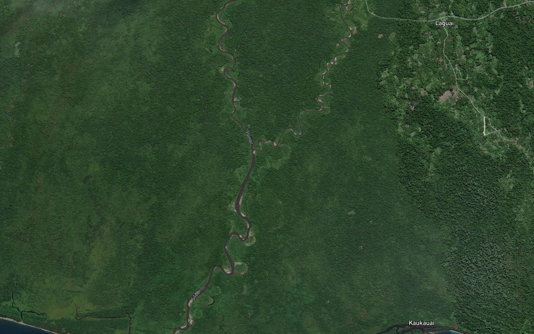 Satellite map of the Porror River