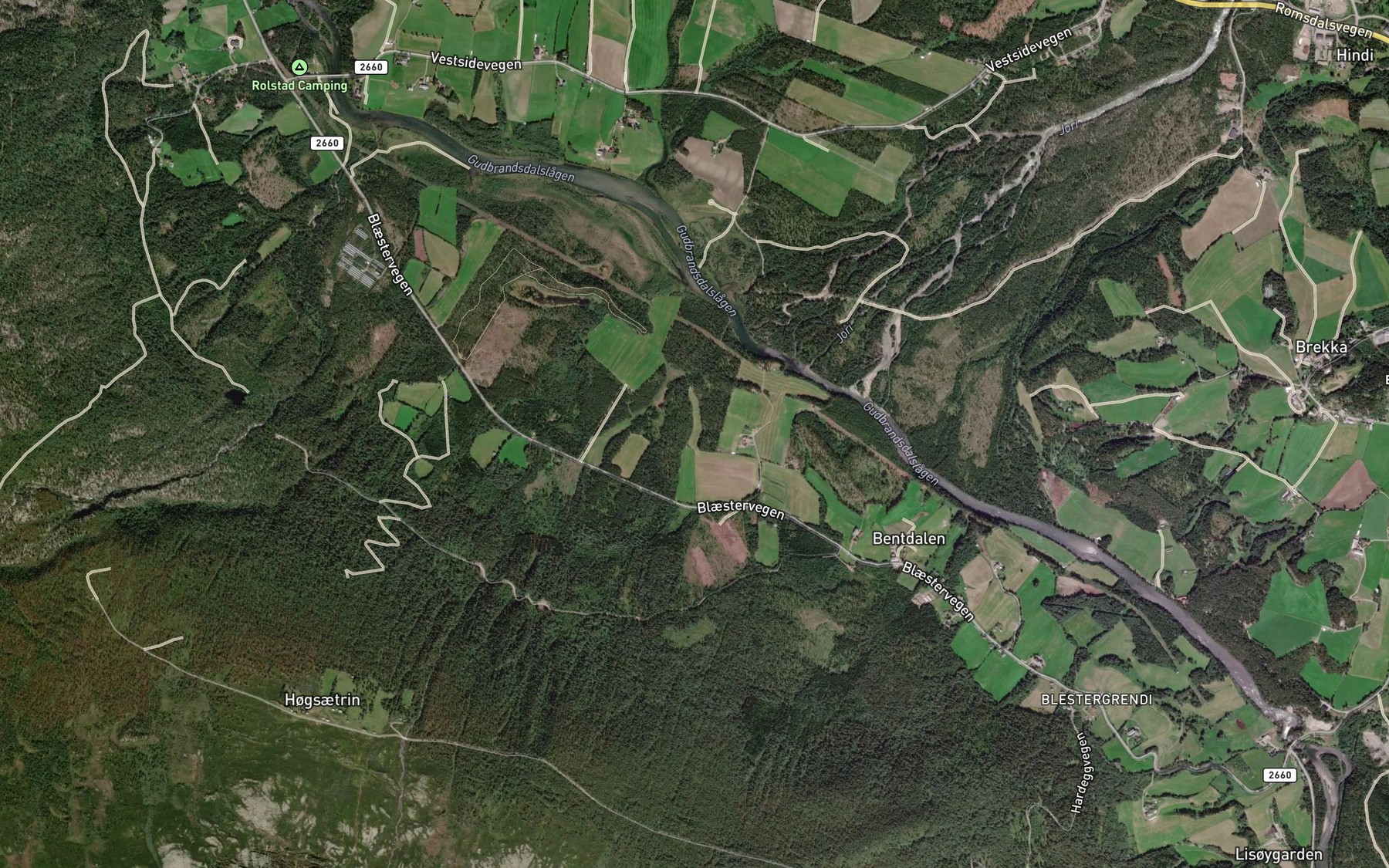 Satellite map of the Stubbedalsbekken