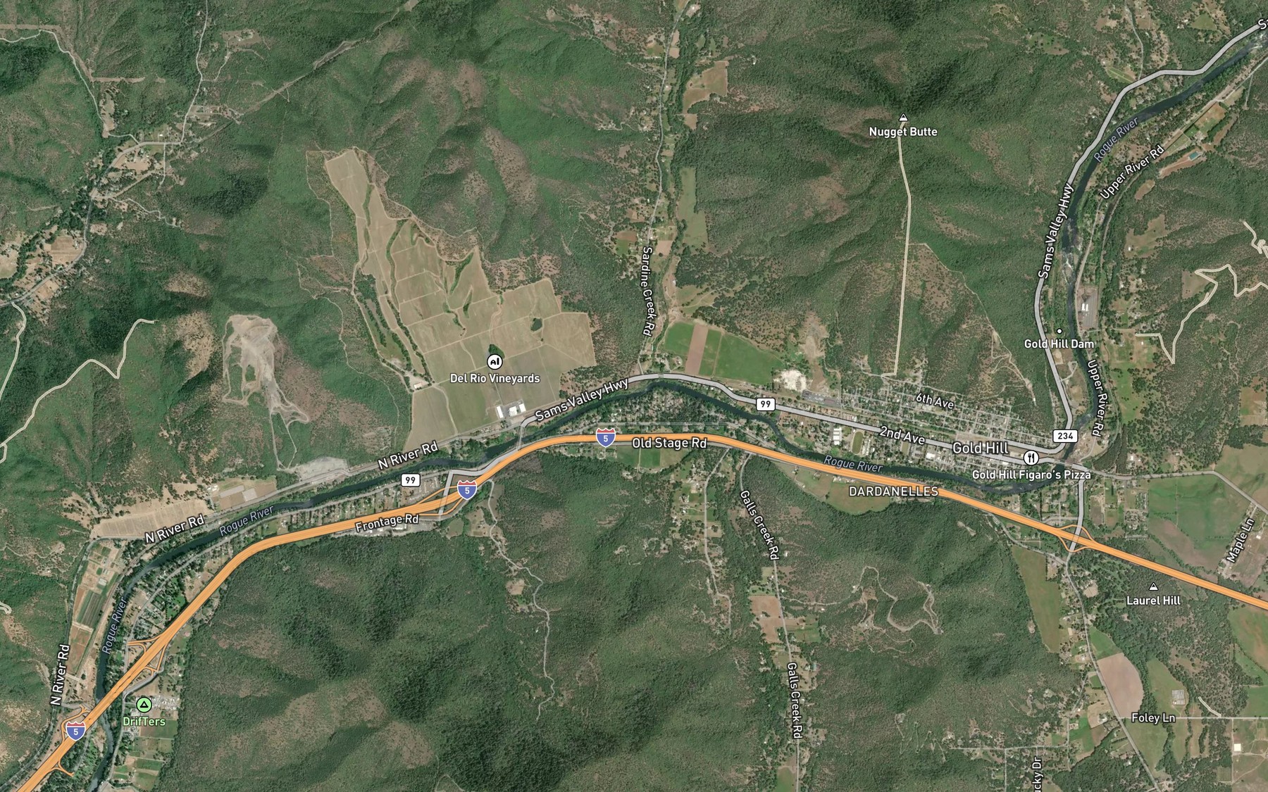Satellite map of the Sardine Creek