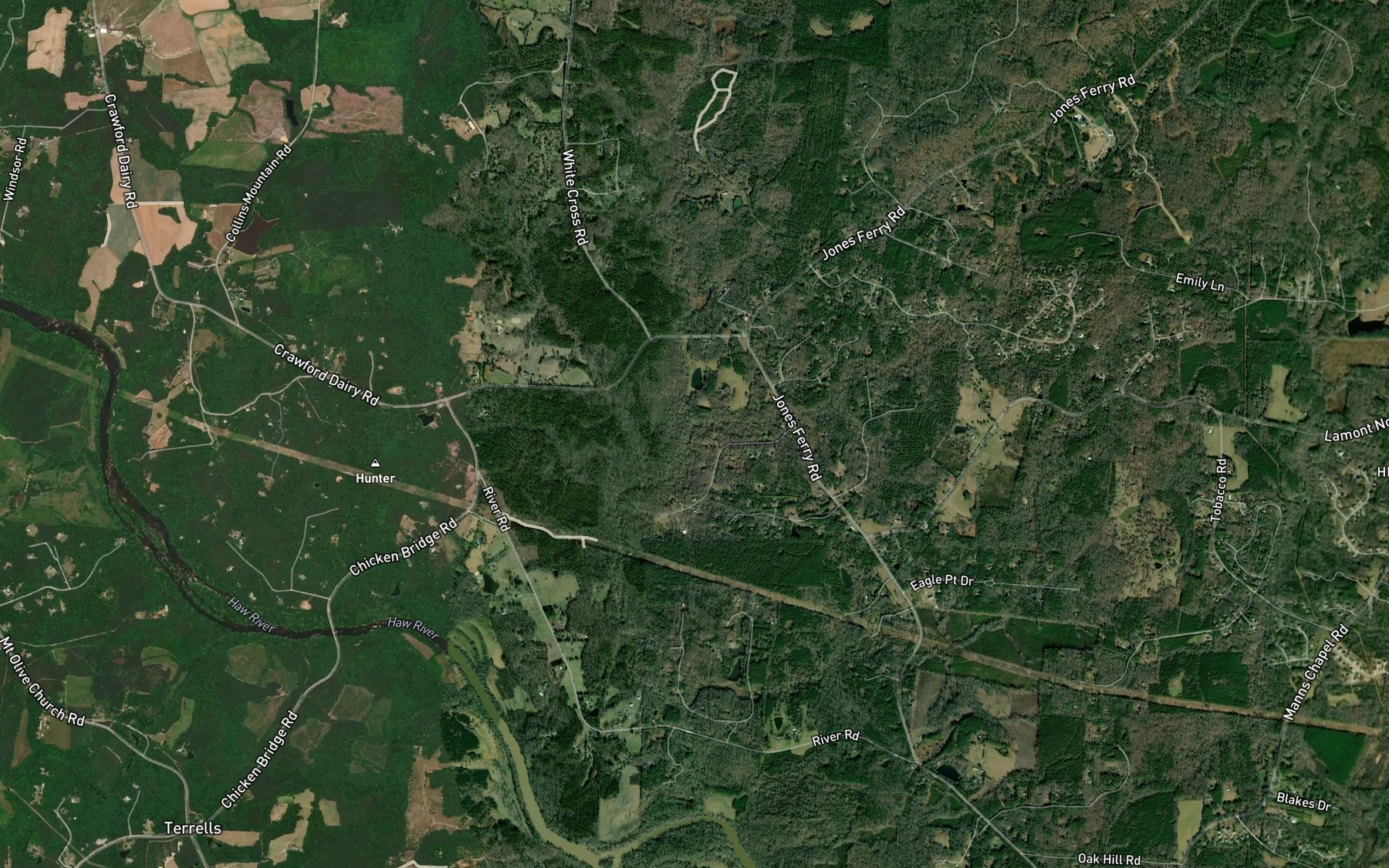 Satellite map of the Meadow Branch