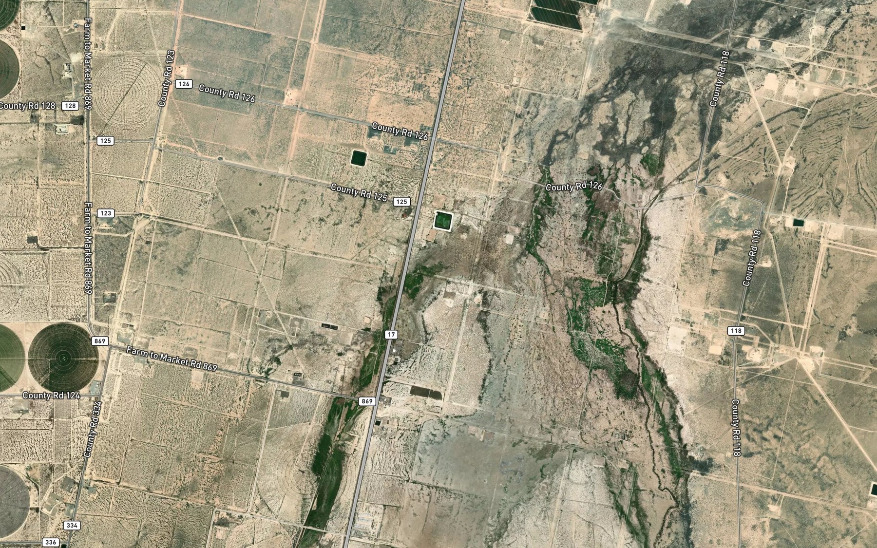 Satellite map of the Cherry Creek