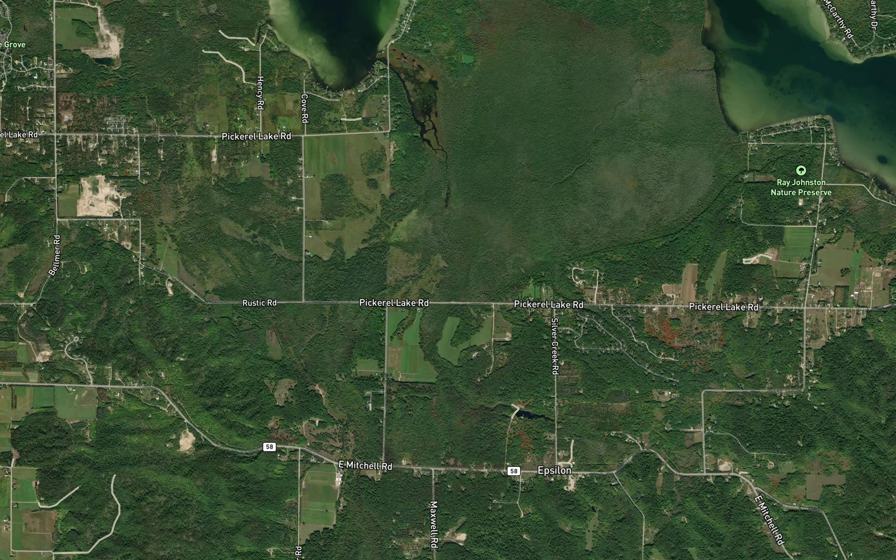 Satellite map of the Silver Creek
