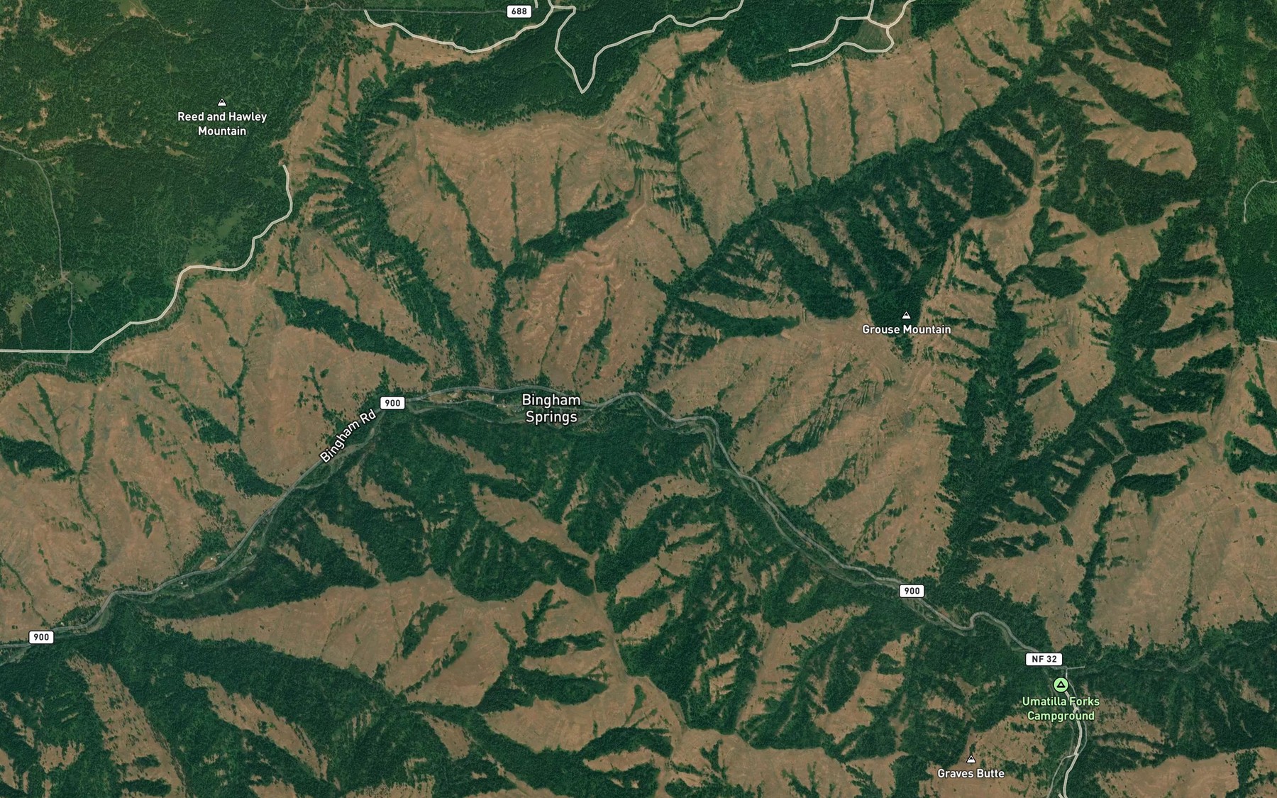 Satellite map of the Bear Creek